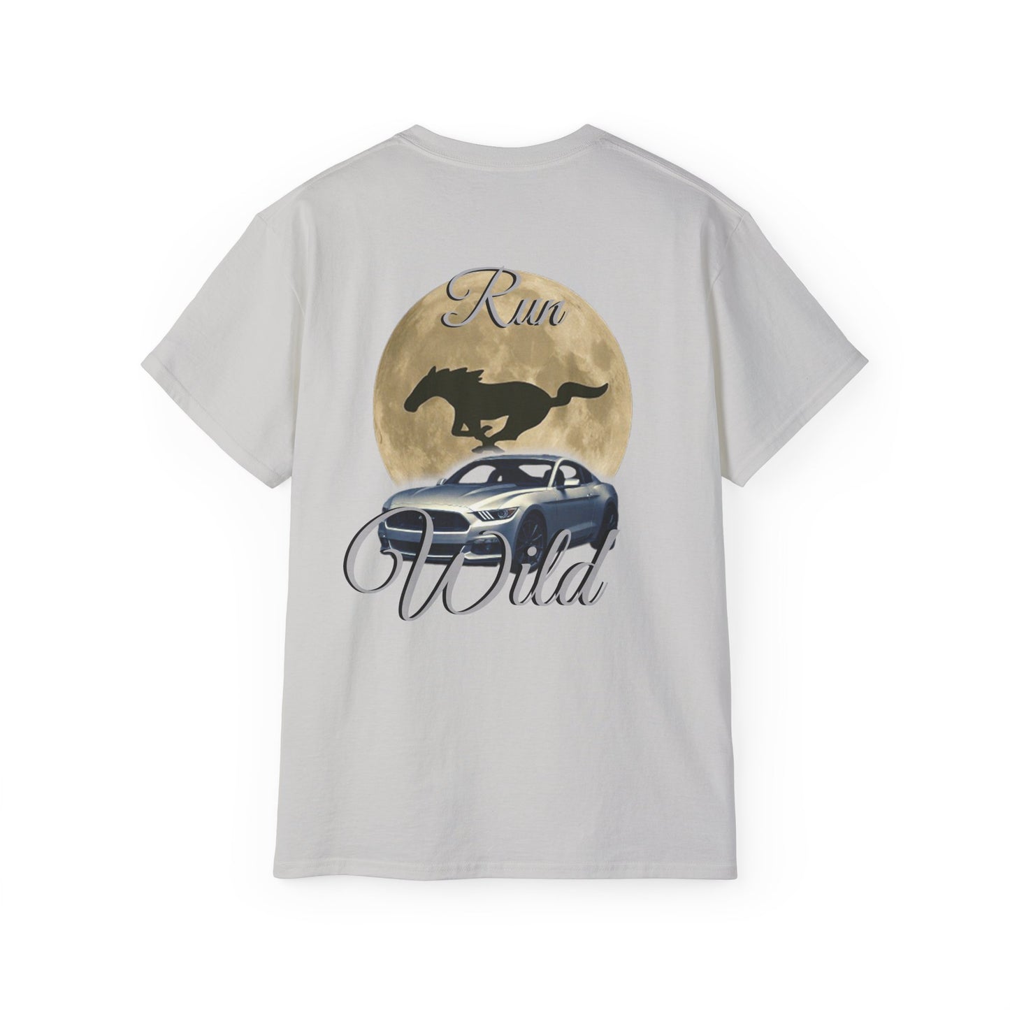 Unisex Cotton Mustang "Run Wild" Moon Car Tee