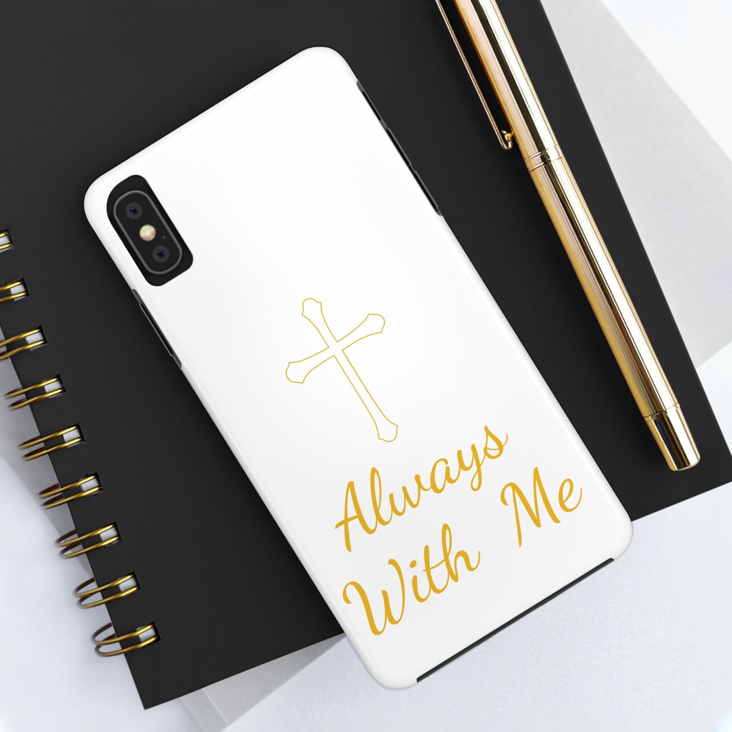White Always With Me Cross Phone Case
