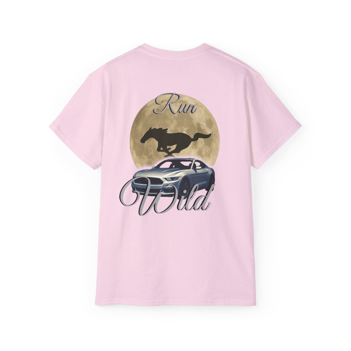 Unisex Cotton Mustang "Run Wild" Moon Car Tee