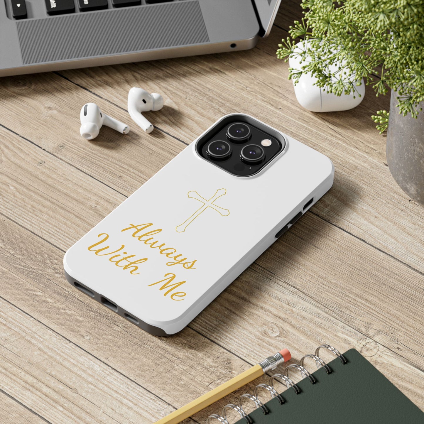 White Always With Me Cross Phone Case