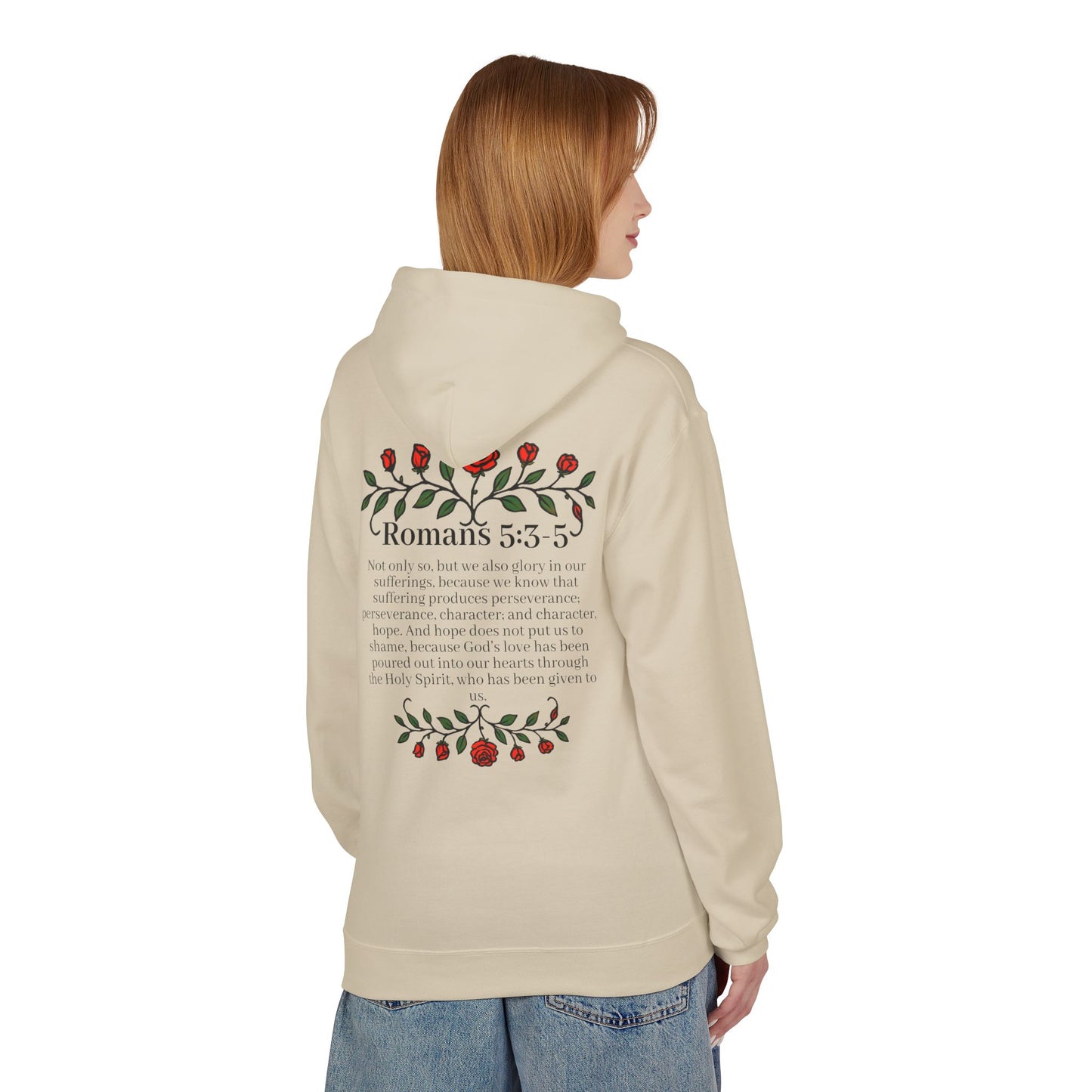 Romans 5:3-5 Rose Vine Growth Collection Cotton Hoodie