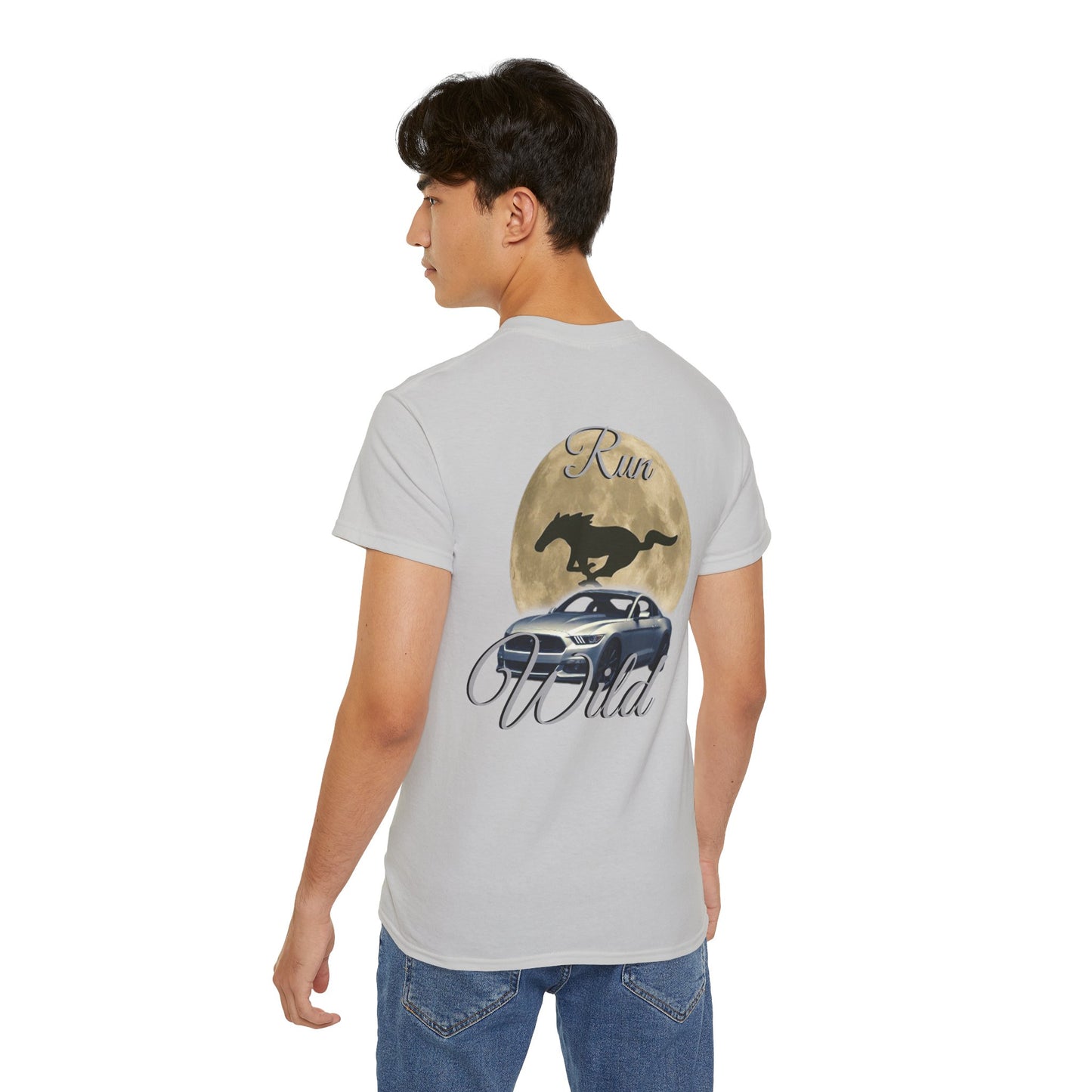 Unisex Cotton Mustang "Run Wild" Moon Car Tee