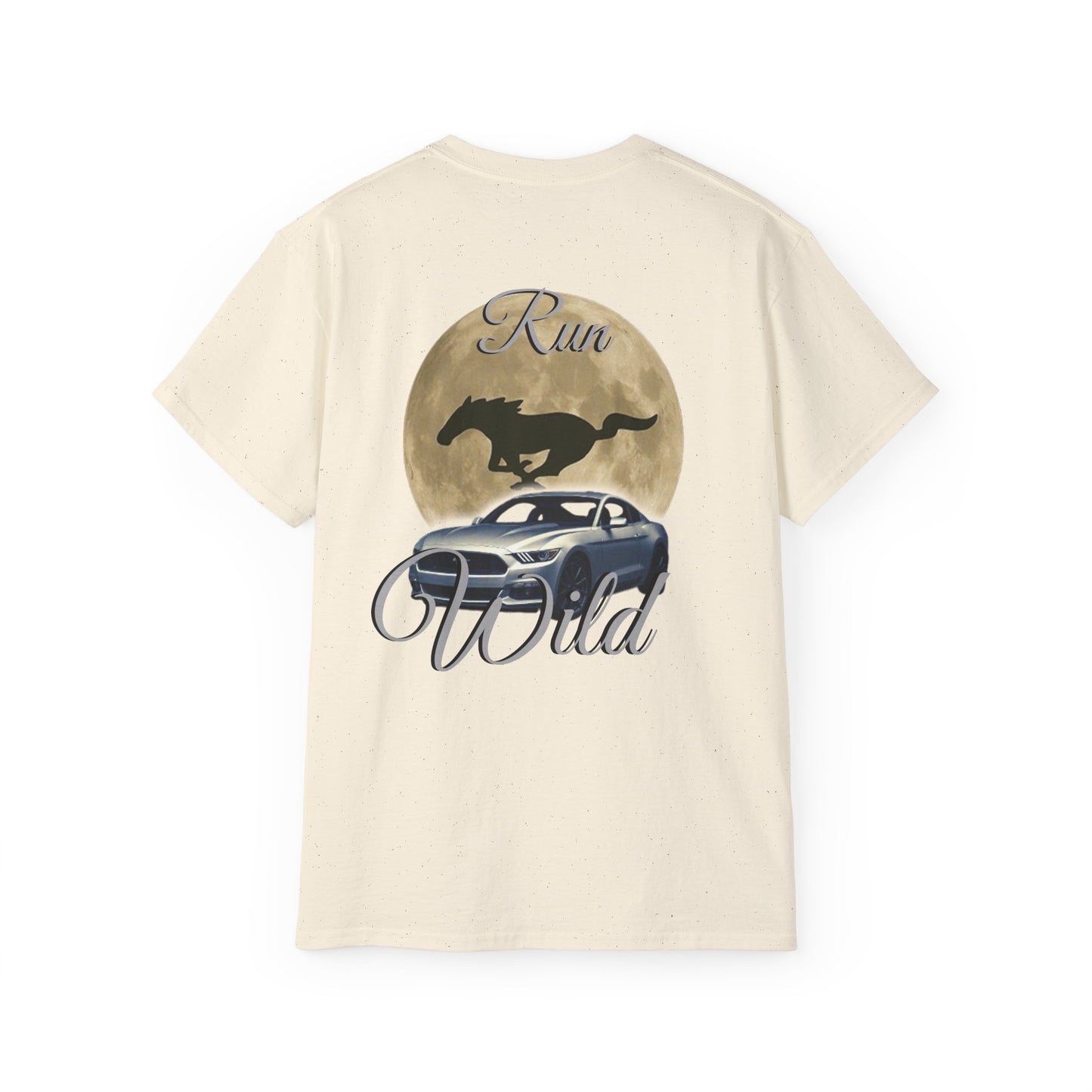 Unisex Cotton Mustang "Run Wild" Moon Car Tee