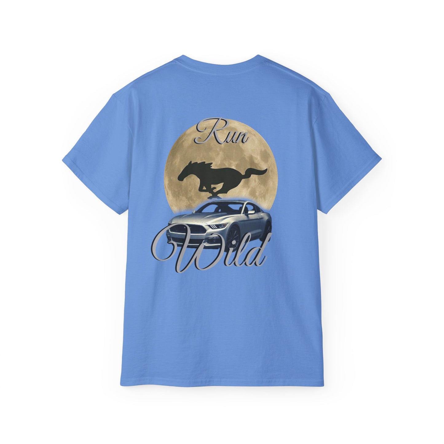 Unisex Cotton Mustang "Run Wild" Moon Car Tee