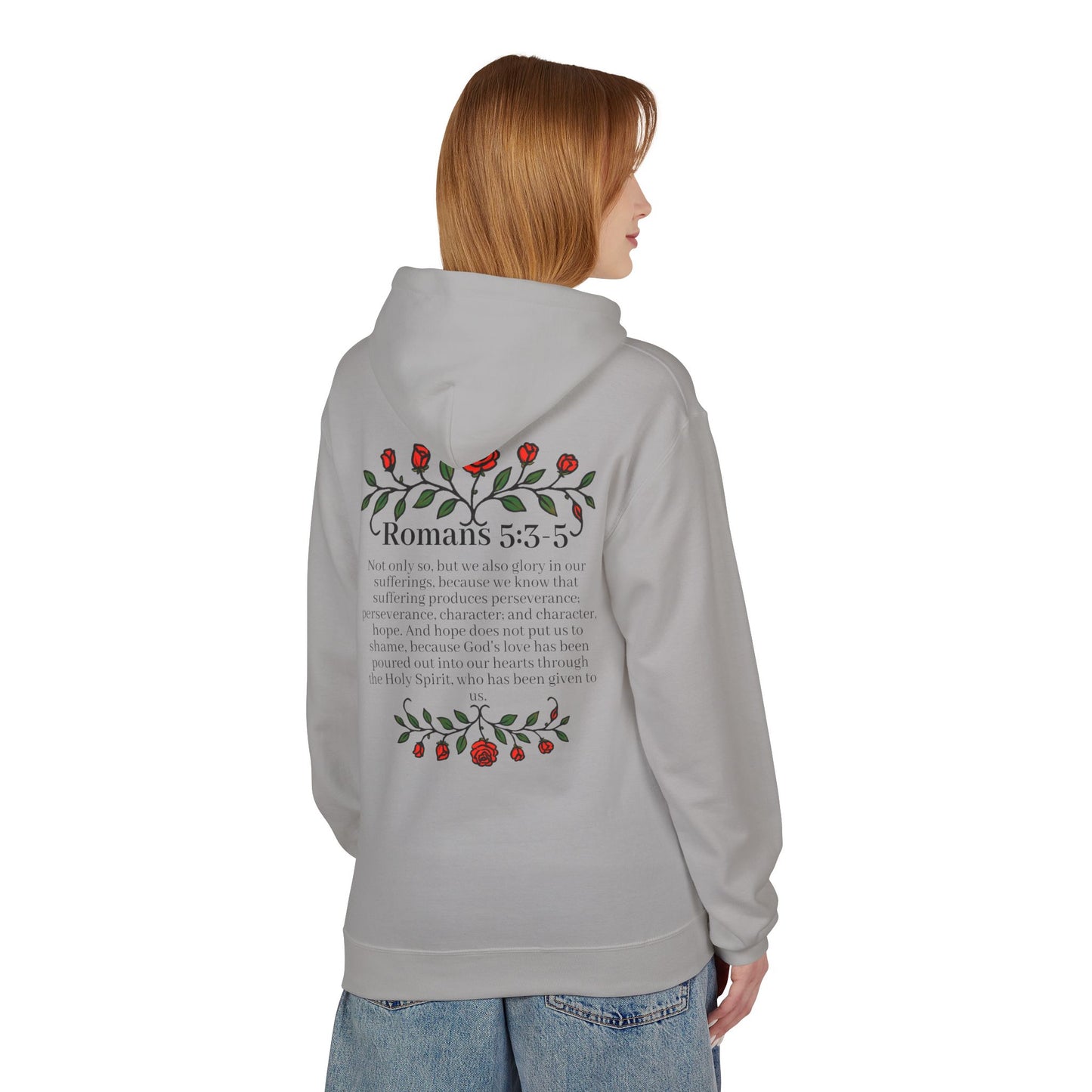 Romans 5:3-5 Rose Vine Growth Collection Cotton Hoodie