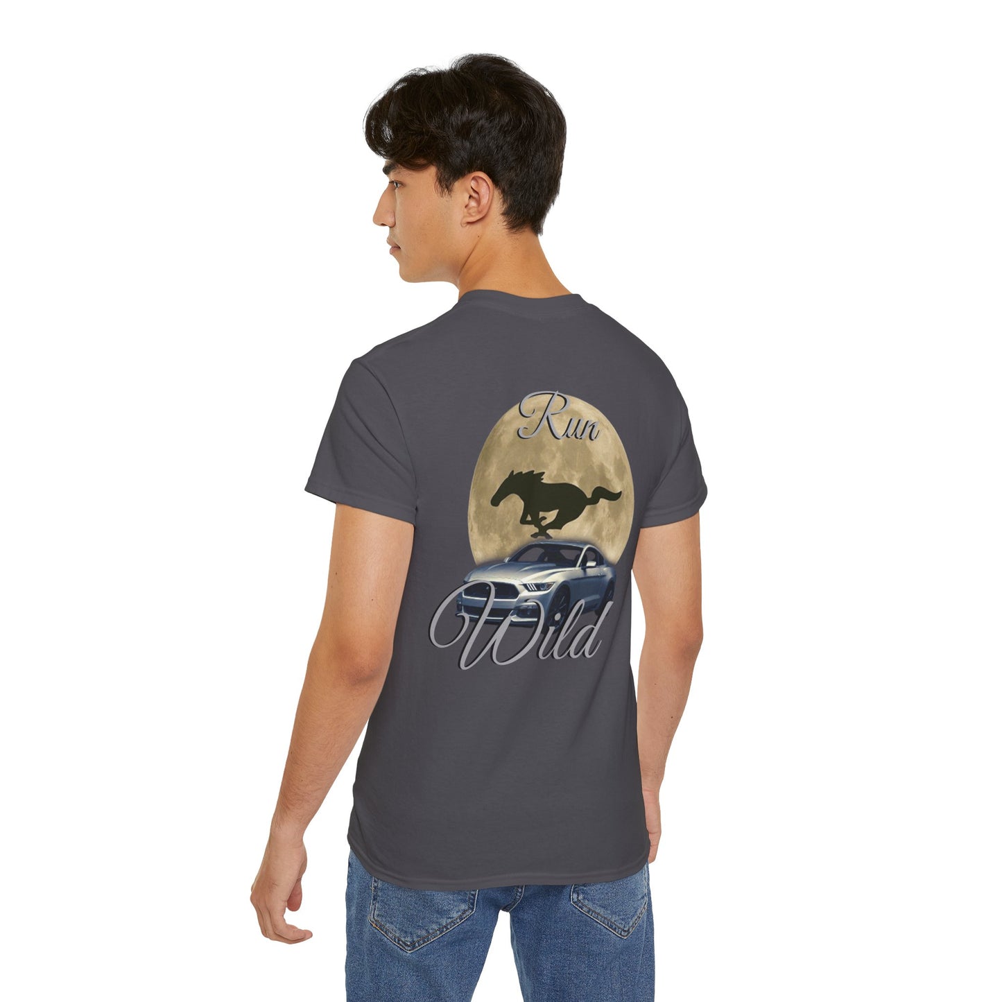 Unisex Cotton Mustang "Run Wild" Moon Car Tee