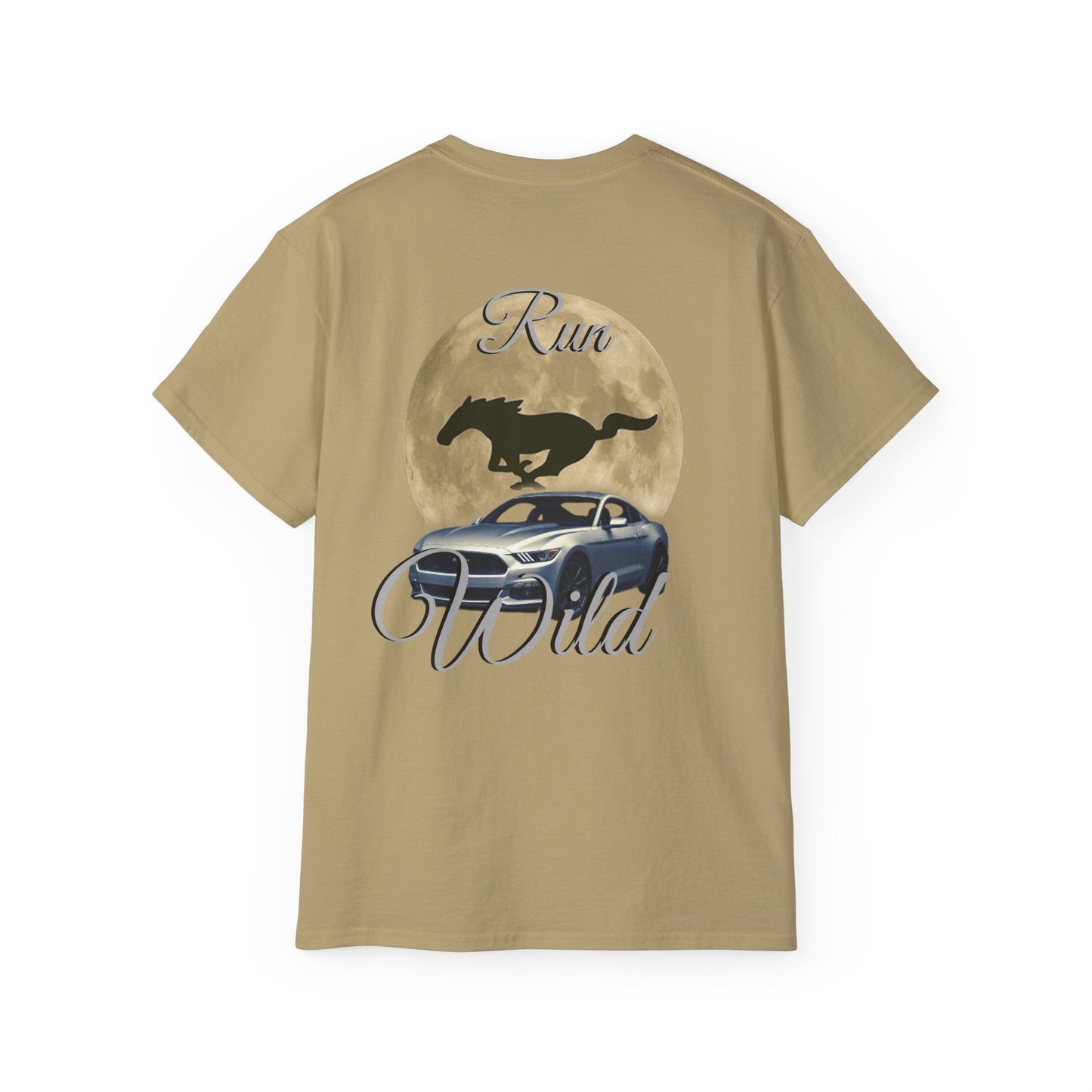 Unisex Cotton Mustang "Run Wild" Moon Car Tee