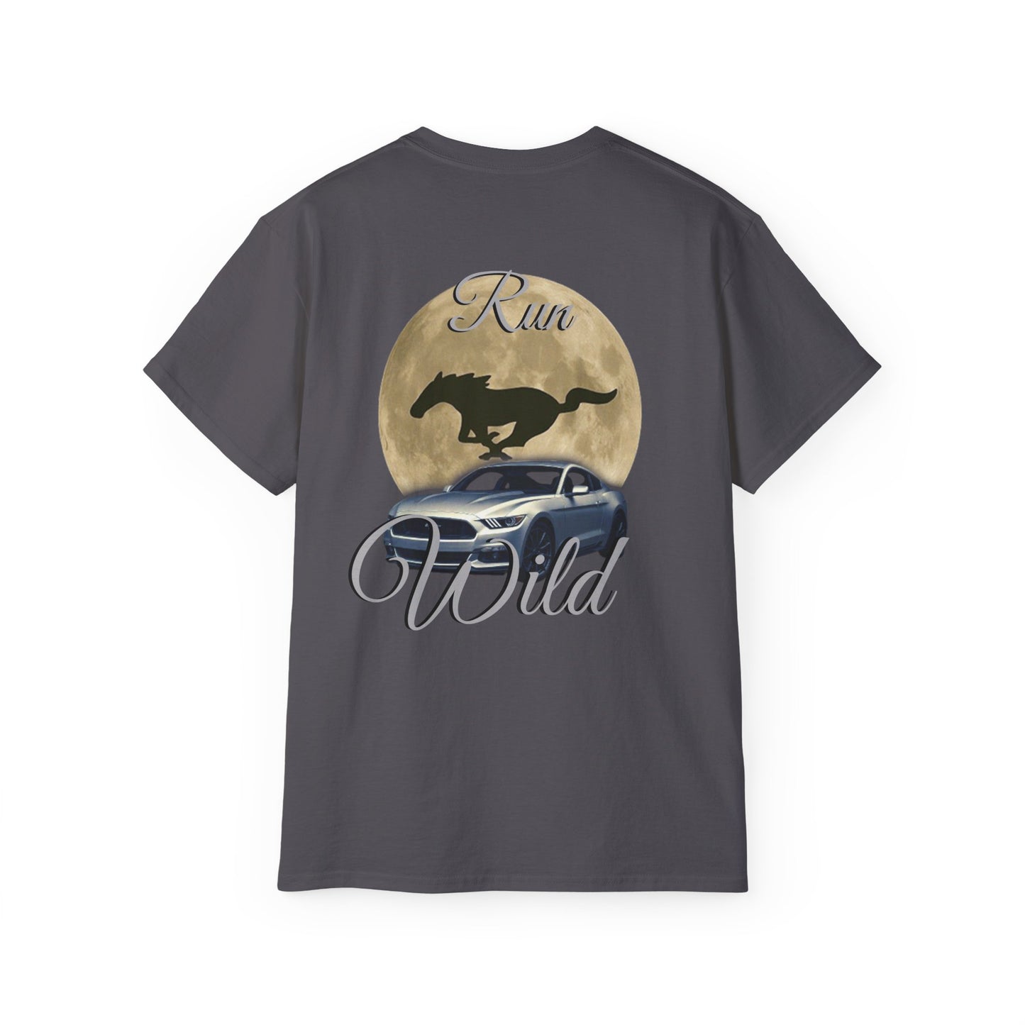 Unisex Cotton Mustang "Run Wild" Moon Car Tee