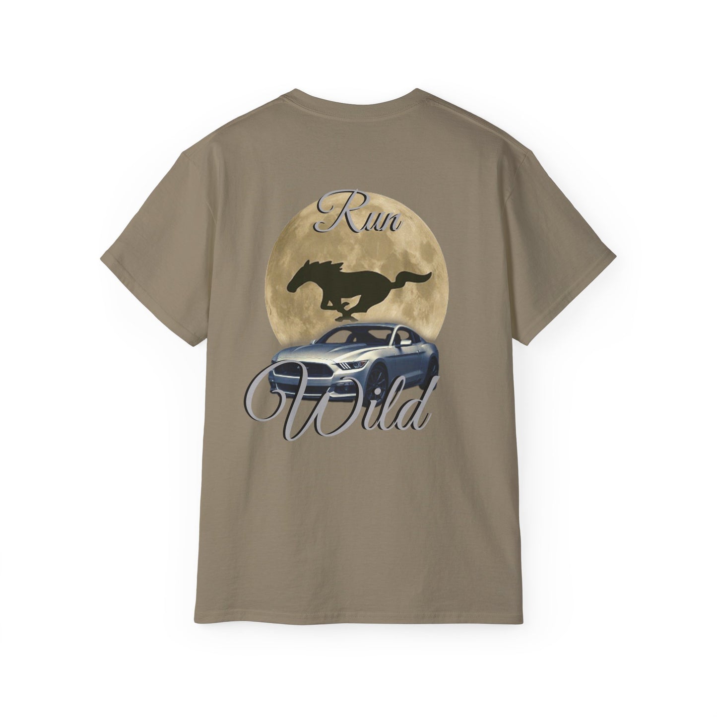 Unisex Cotton Mustang "Run Wild" Moon Car Tee