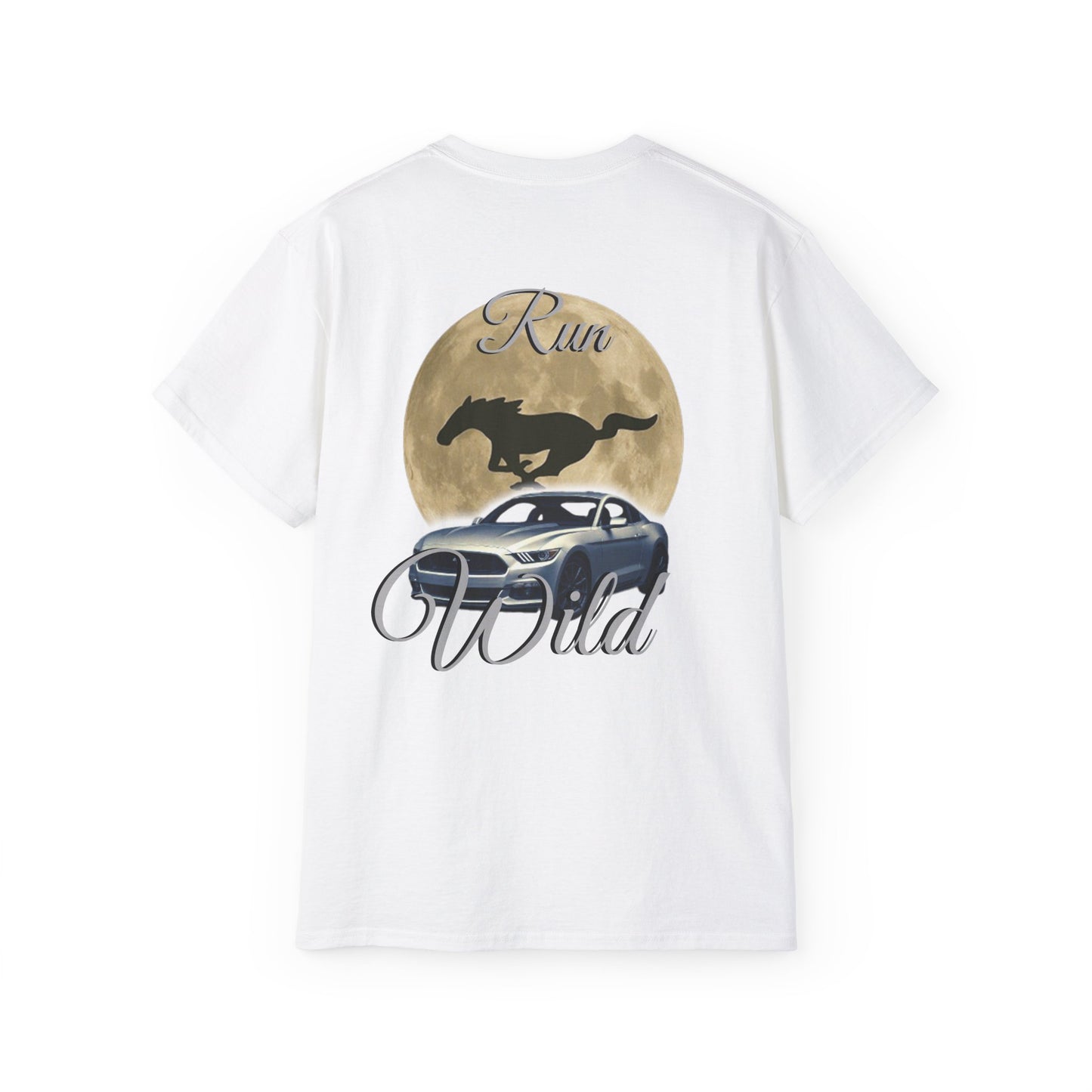Unisex Cotton Mustang "Run Wild" Moon Car Tee