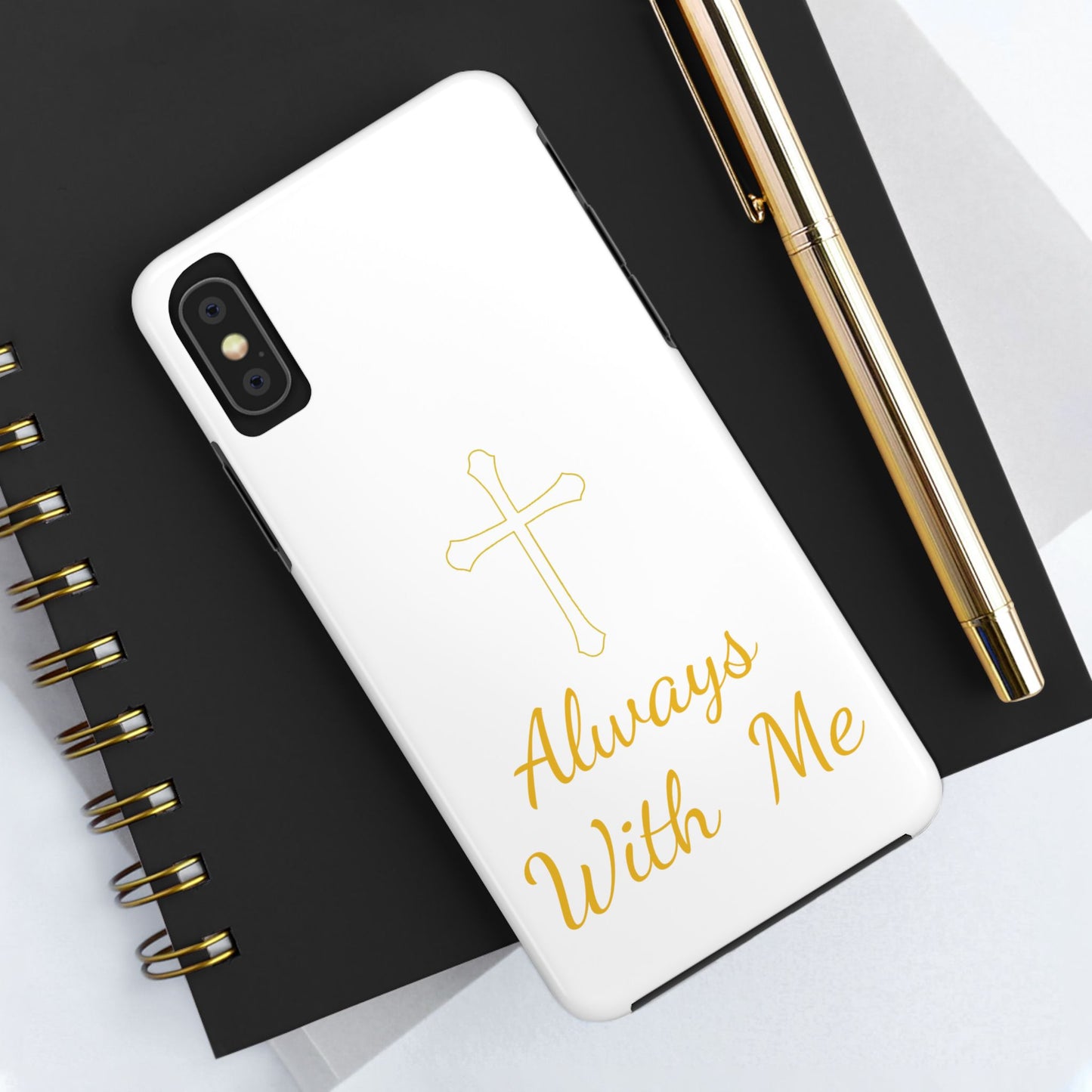 White Always With Me Cross Phone Case