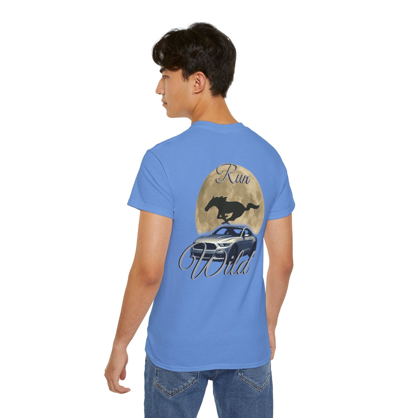 Unisex Cotton Mustang "Run Wild" Moon Car Tee