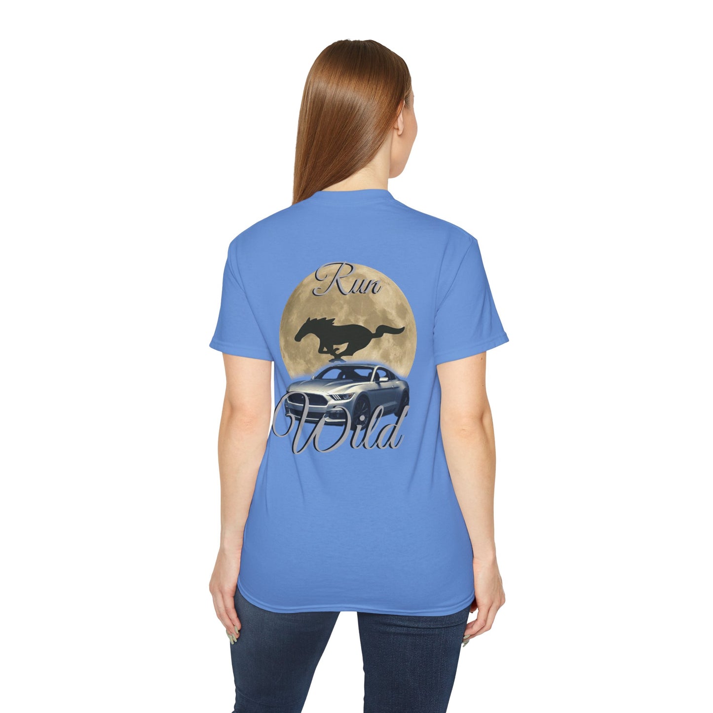 Unisex Cotton Mustang "Run Wild" Moon Car Tee