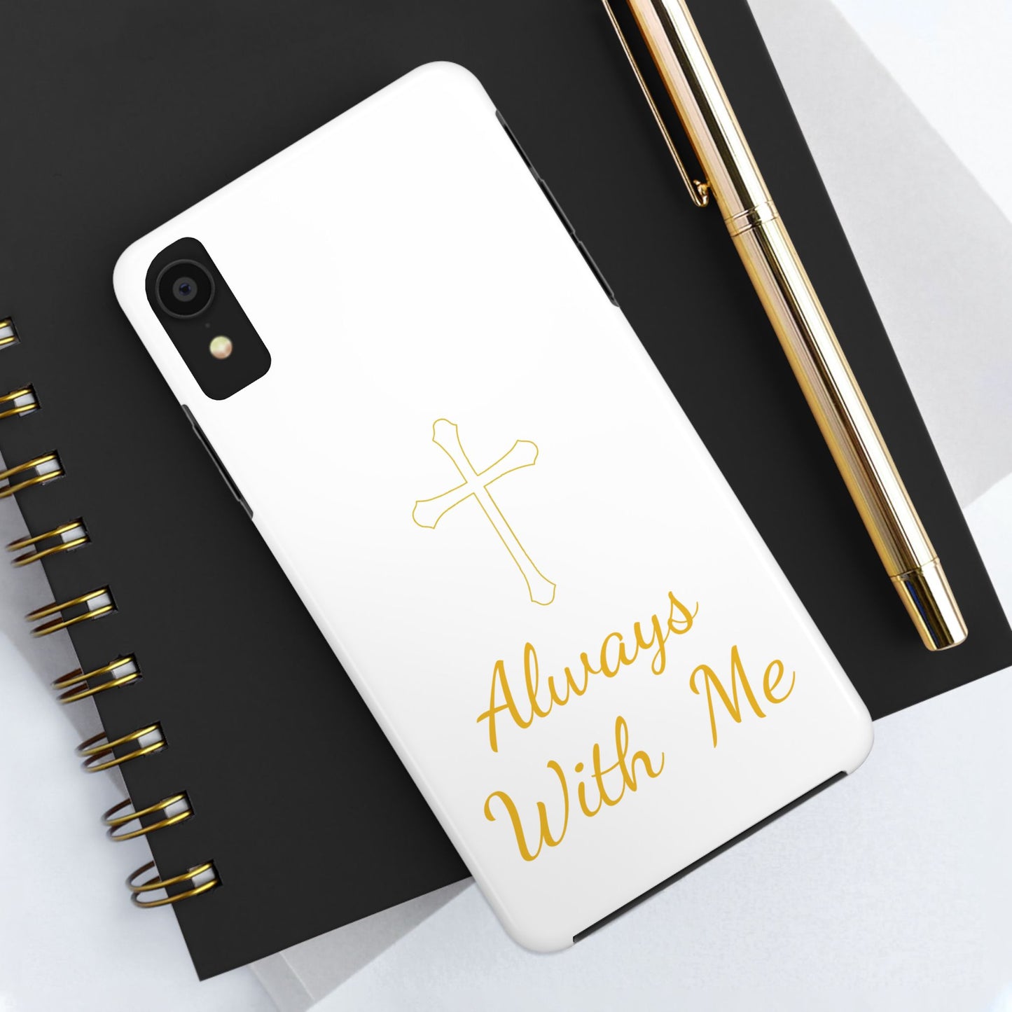 White Always With Me Cross Phone Case