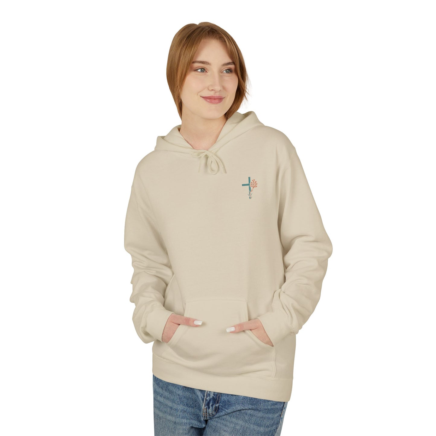 Isaiah 43:2 Ocean Themed Growth Cross Cotton Hoodie