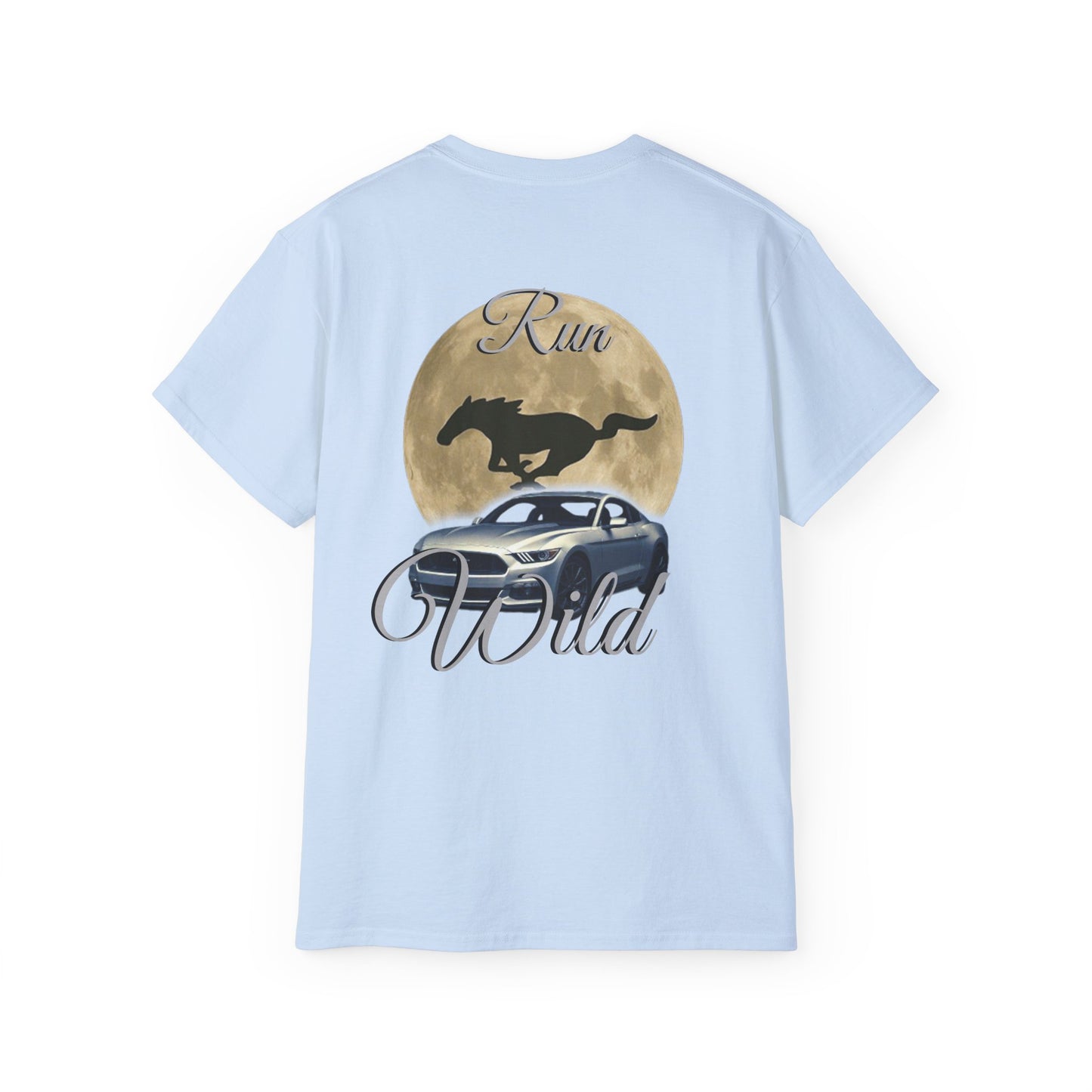 Unisex Cotton Mustang "Run Wild" Moon Car Tee