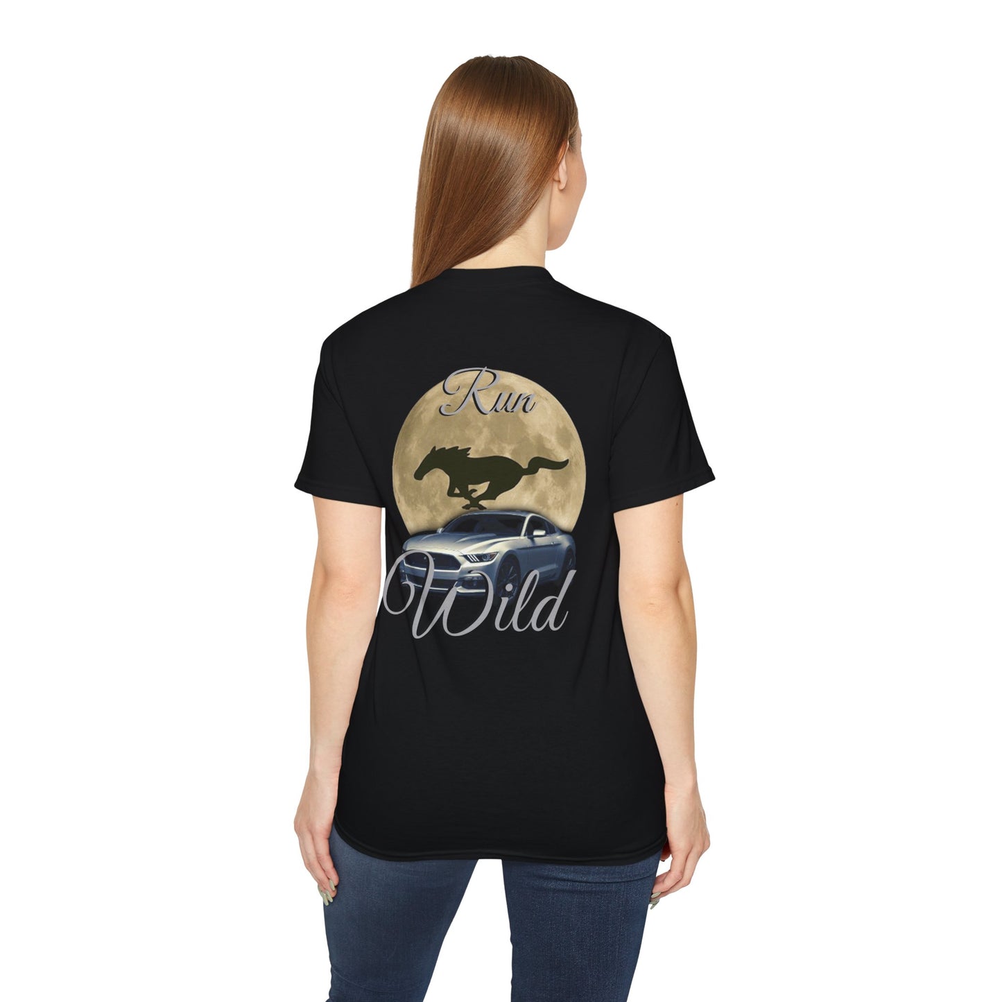 Unisex Cotton Mustang "Run Wild" Moon Car Tee
