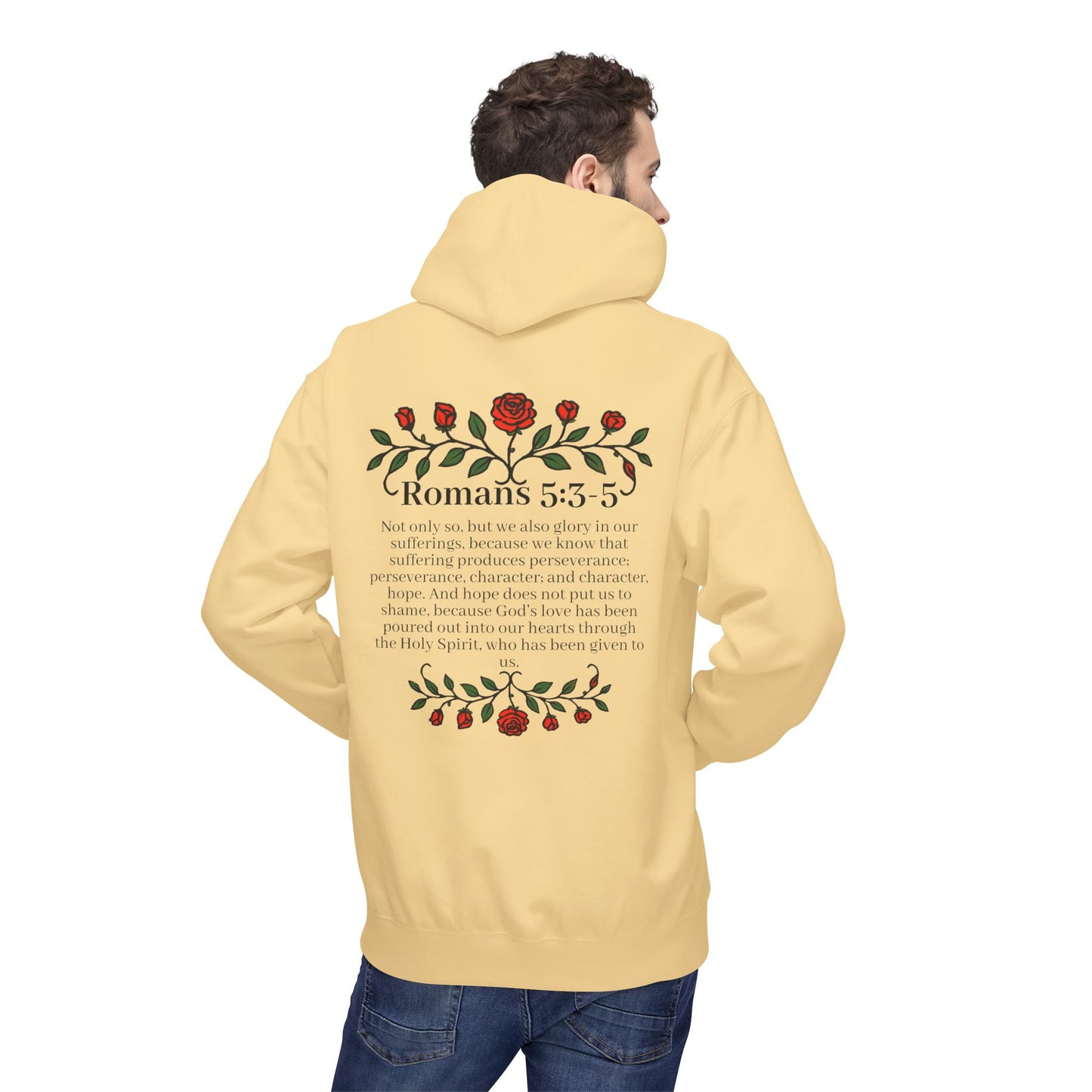 Romans 5:3-5 Rose Vine Growth Collection Cotton Hoodie