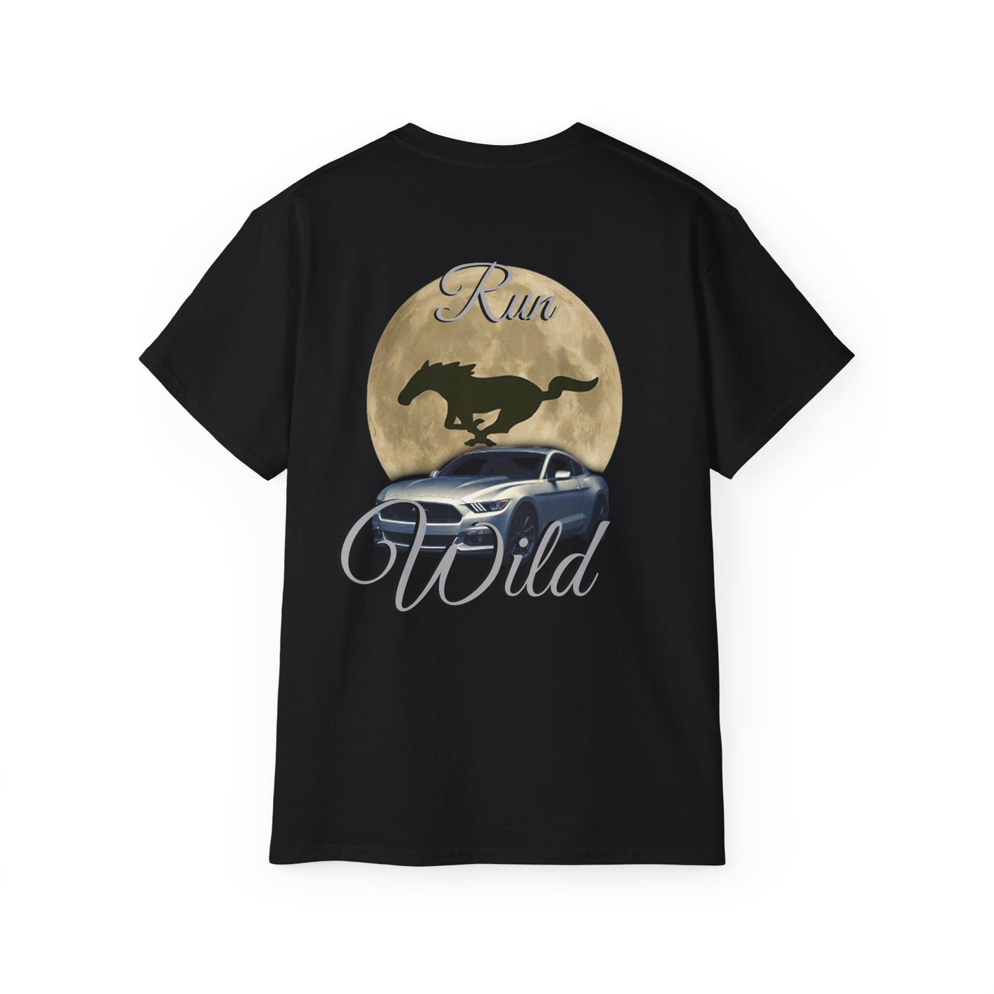 Unisex Cotton Mustang "Run Wild" Moon Car Tee