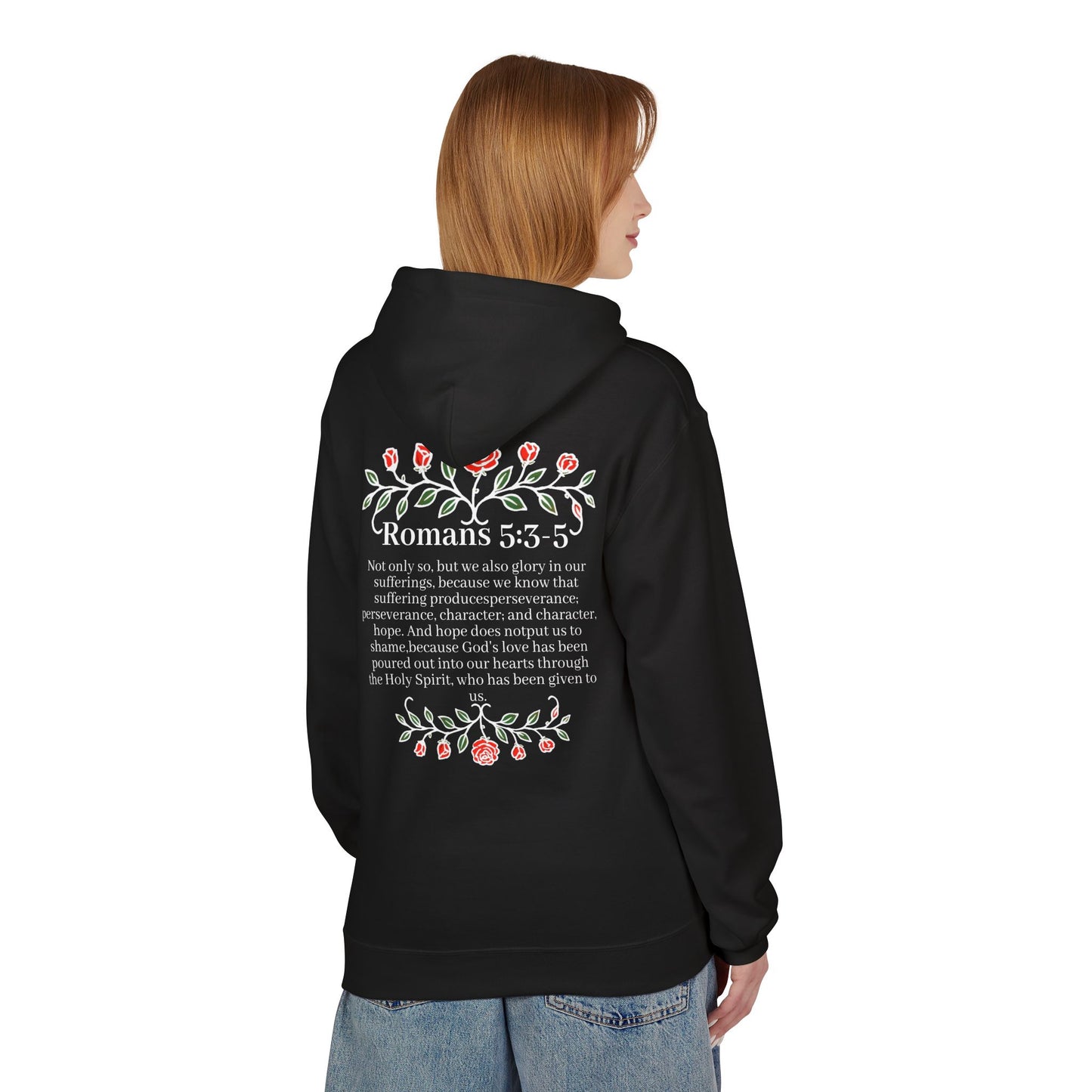 Romans 5:3-5 Rose Vine Growth Collection Cotton Hoodie