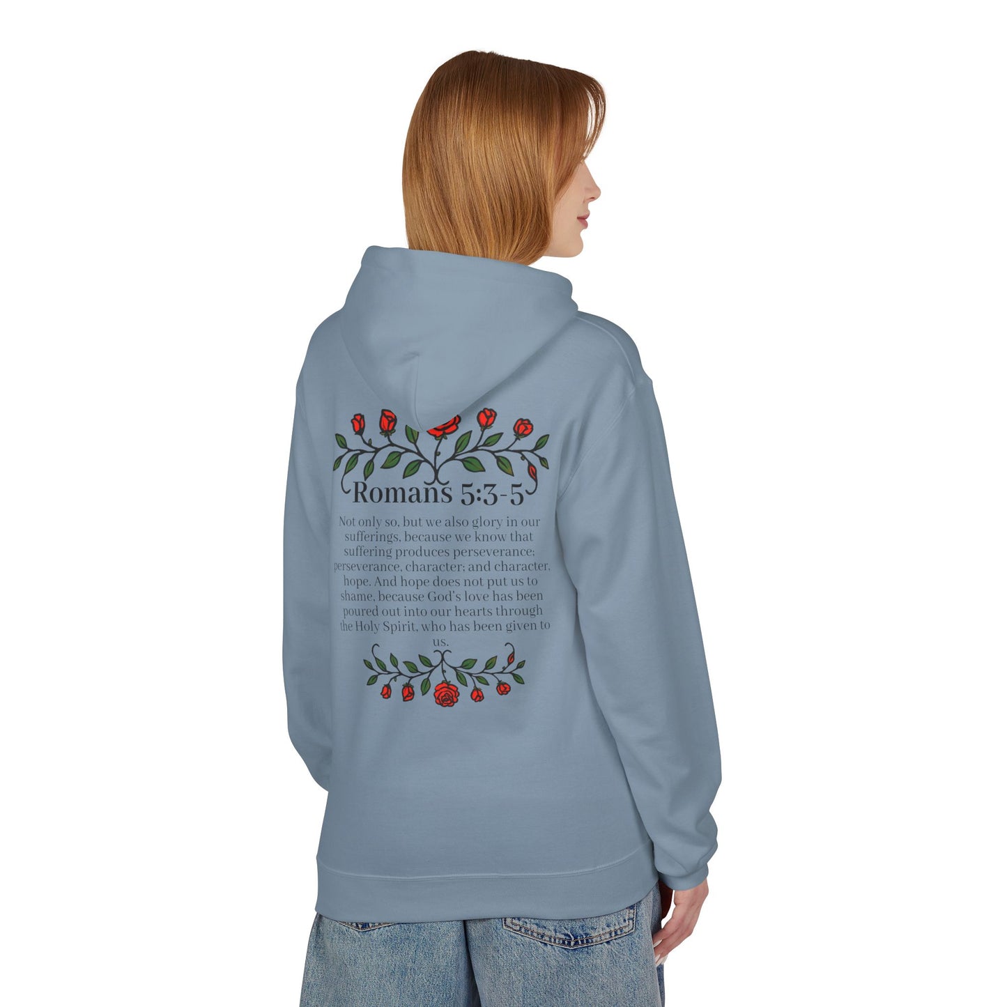 Romans 5:3-5 Rose Vine Growth Collection Cotton Hoodie