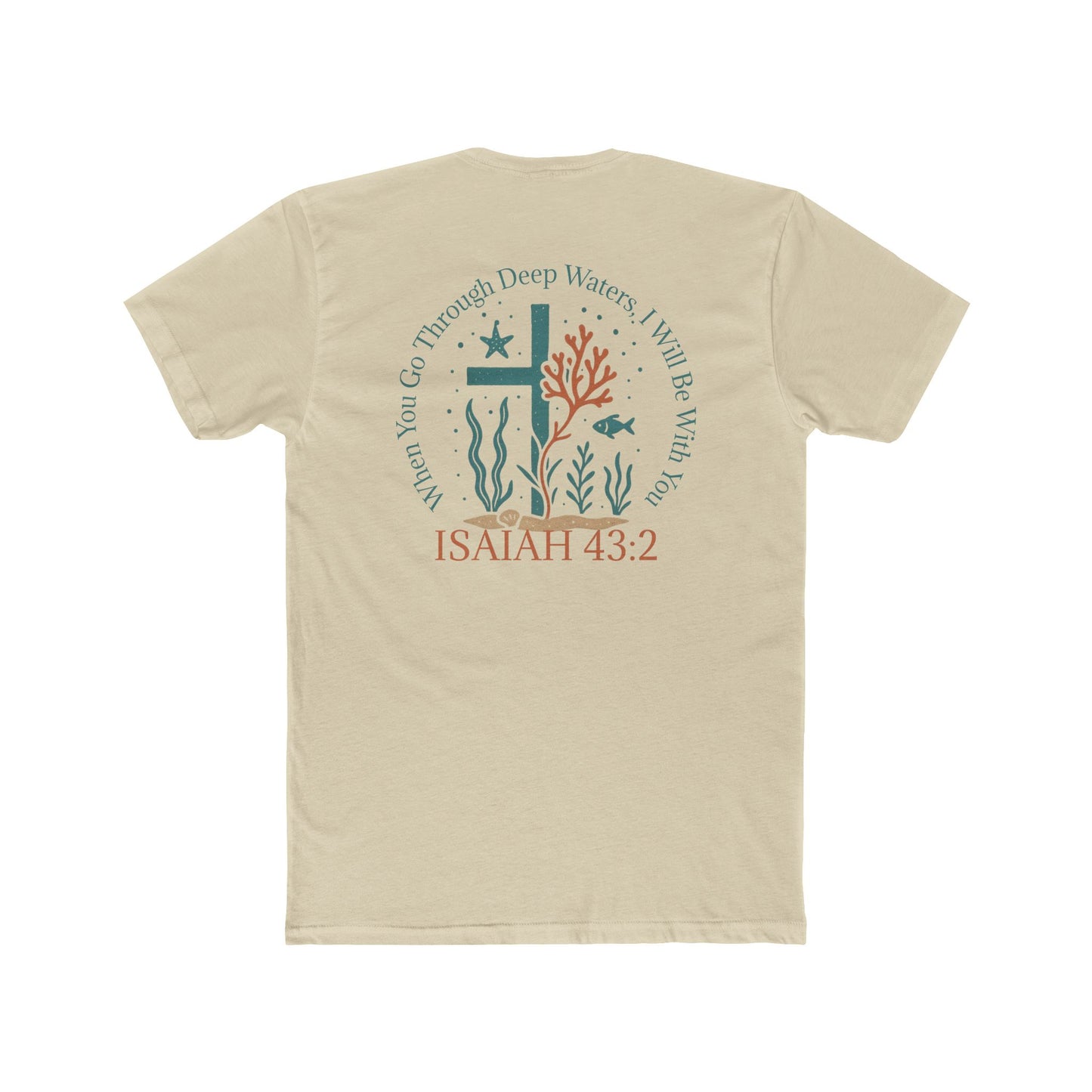Isaiah 43:2 Ocean Themed Growth Cross Cotton Tee