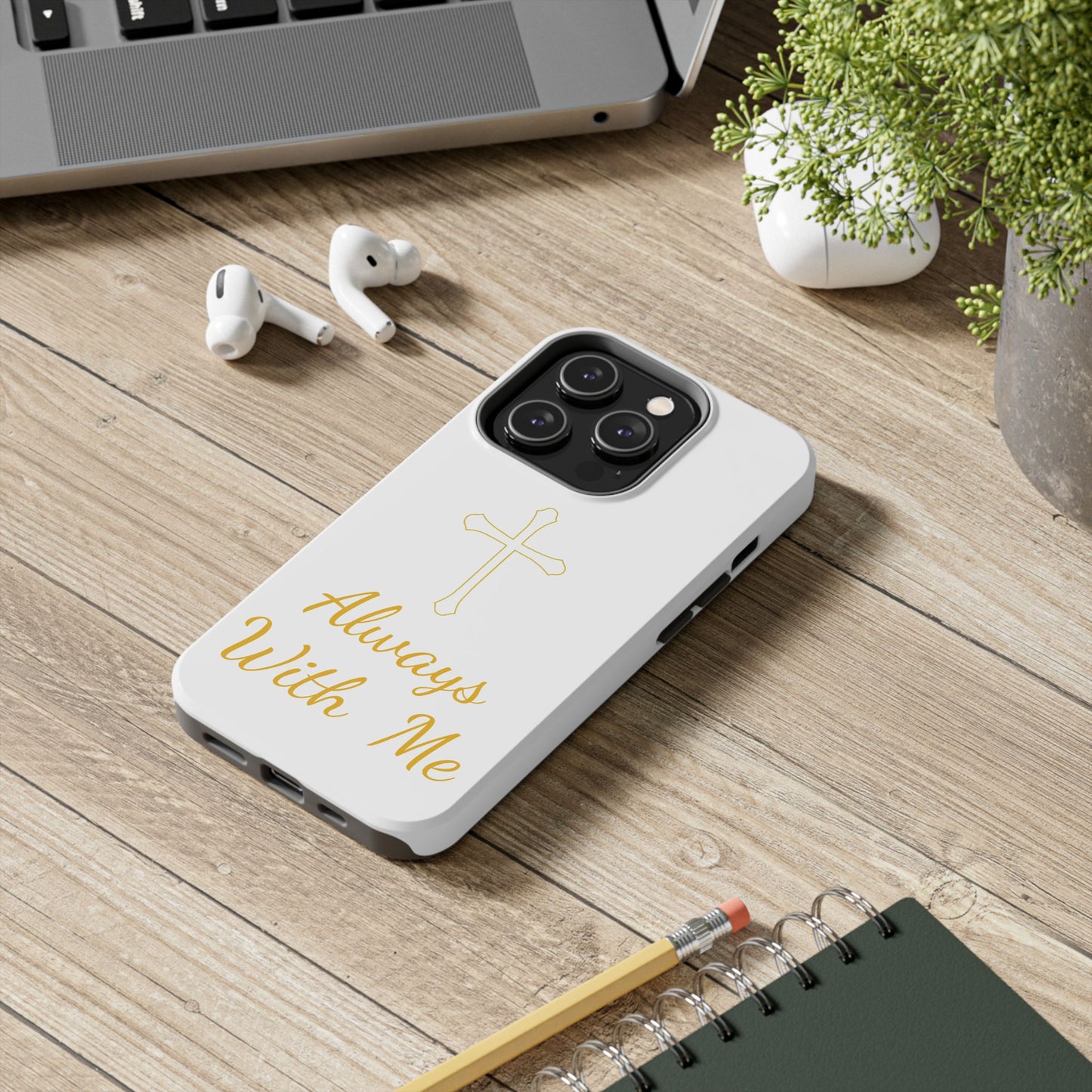 White Always With Me Cross Phone Case