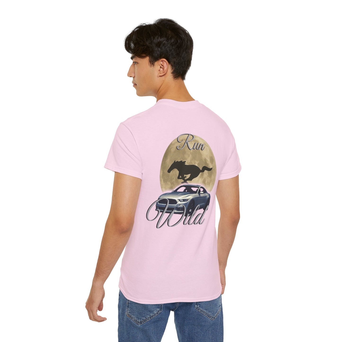 Unisex Cotton Mustang "Run Wild" Moon Car Tee