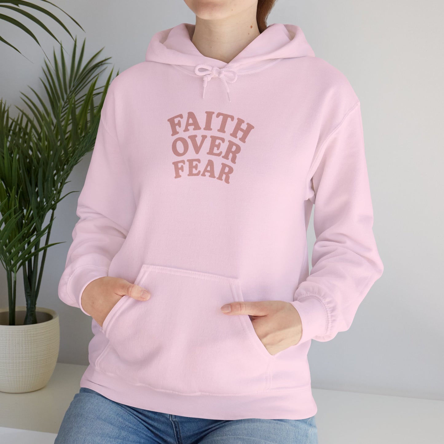 Faith Over Fear Psalm 34:4 Pastel Hoodie