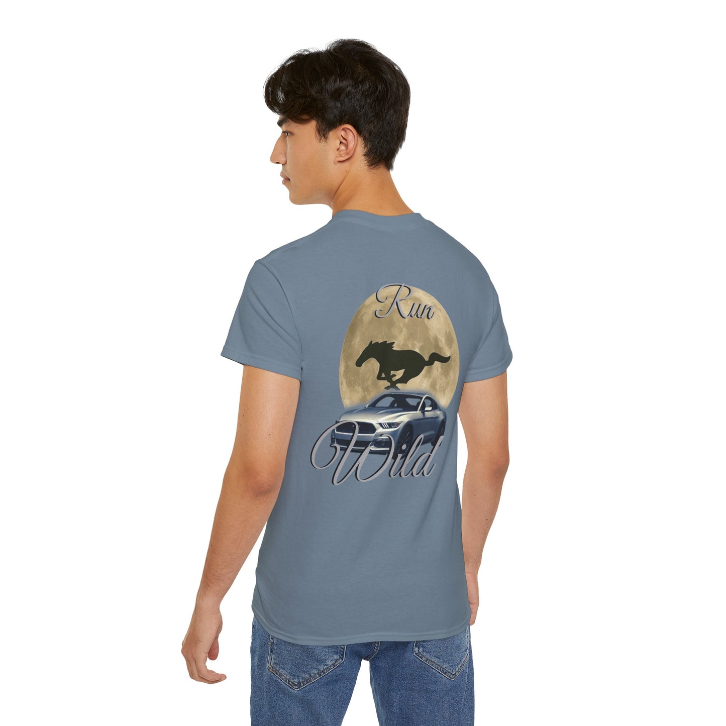 Unisex Cotton Mustang "Run Wild" Moon Car Tee