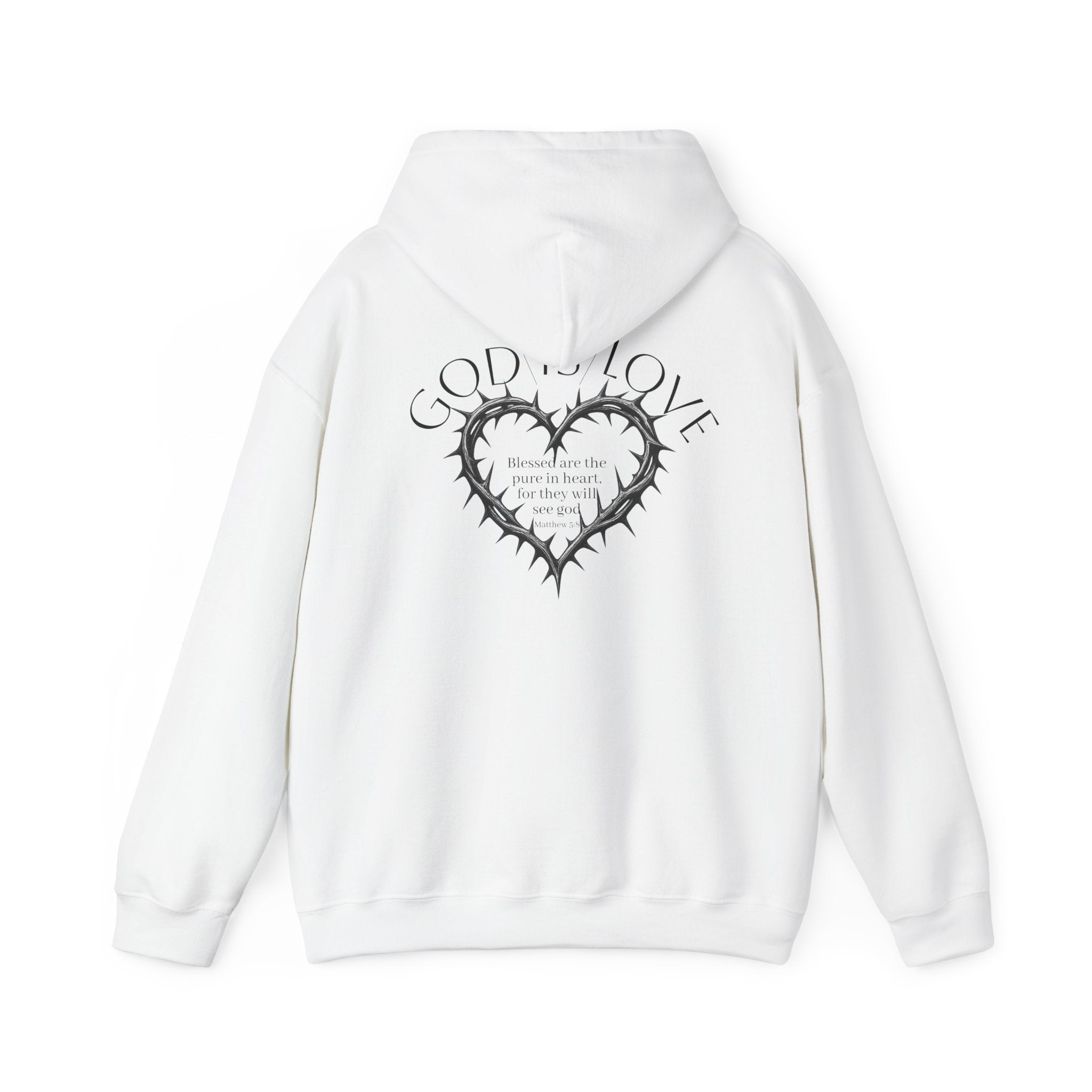 Matthew 5:8 Thorn Heart Cotton Hoodie
