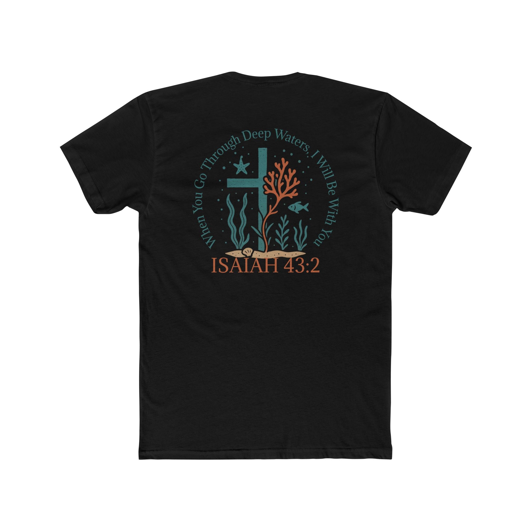 Isaiah 43:2 Ocean Themed Growth Cross Cotton Tee