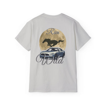 Unisex Cotton Mustang "Run Wild" Moon Car Tee