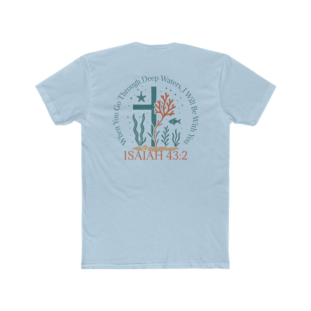 Isaiah 43:2 Ocean Themed Growth Cross Cotton Tee