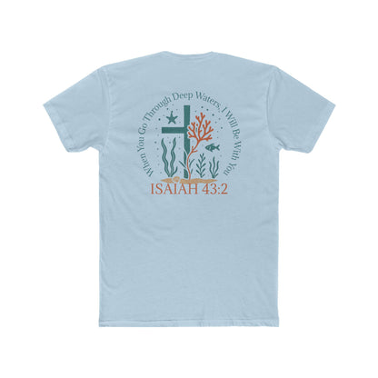 Isaiah 43:2 Ocean Themed Growth Cross Cotton Tee