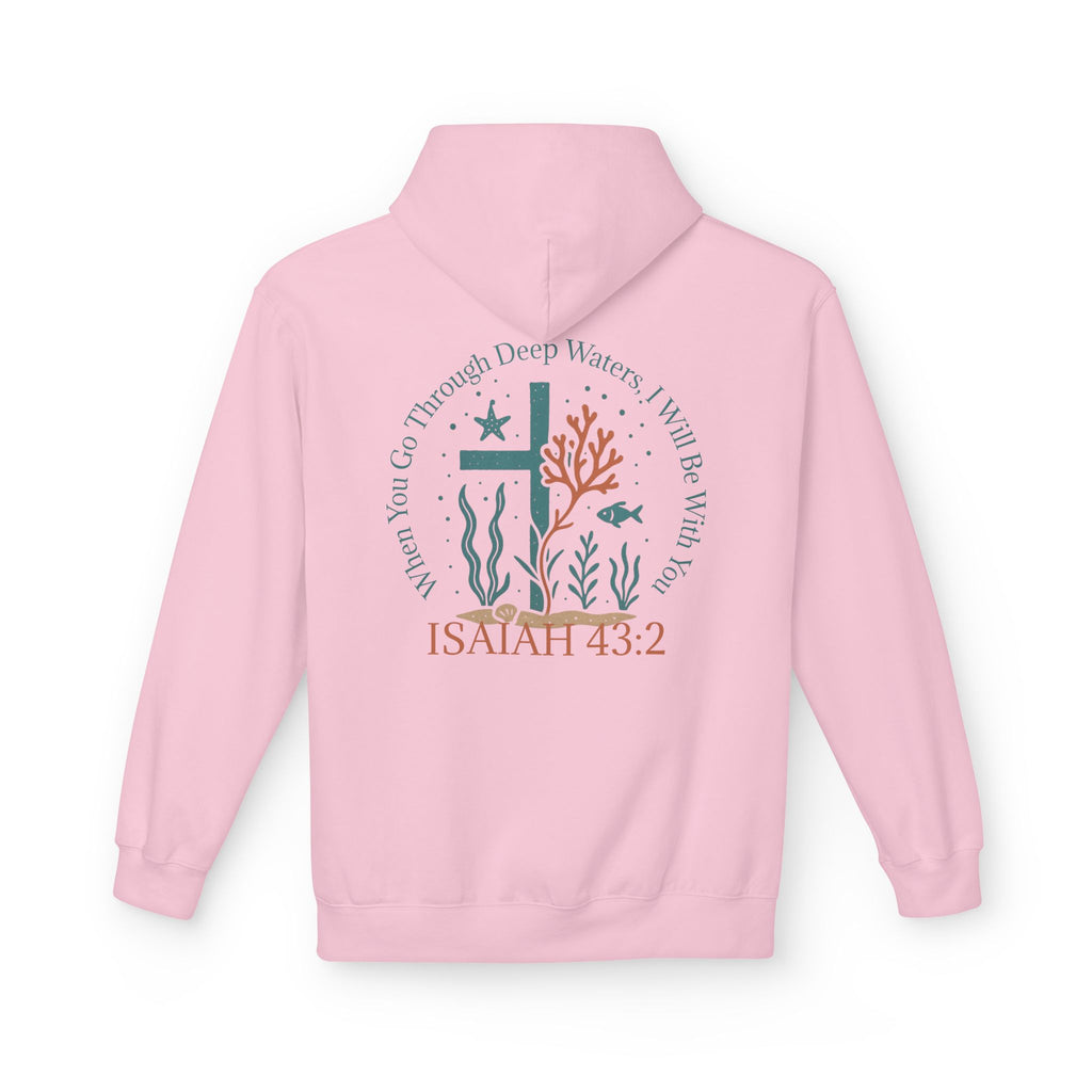 Isaiah 43:2 Ocean Themed Growth Cross Cotton Hoodie