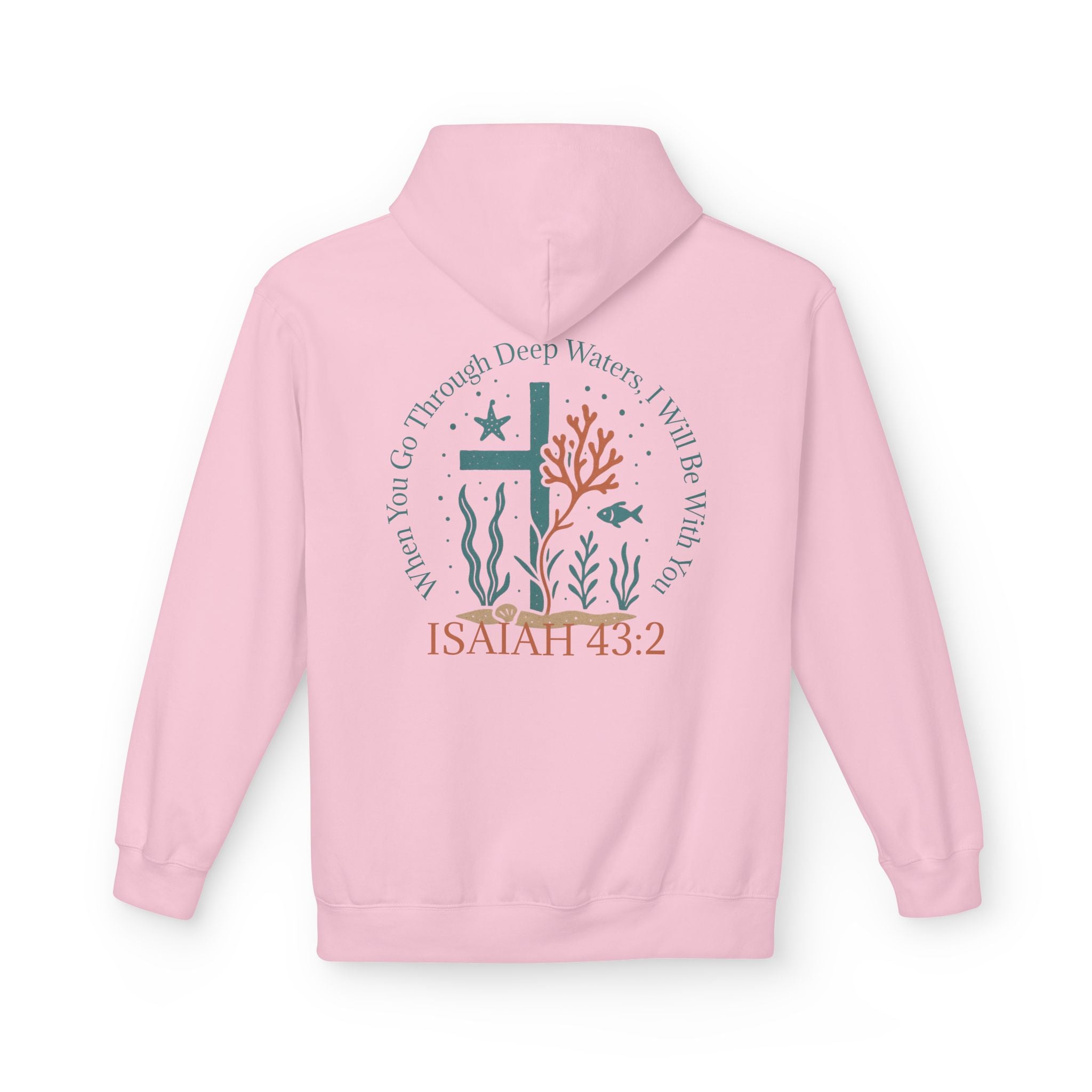 Isaiah 43:2 Ocean Themed Growth Cross Cotton Hoodie