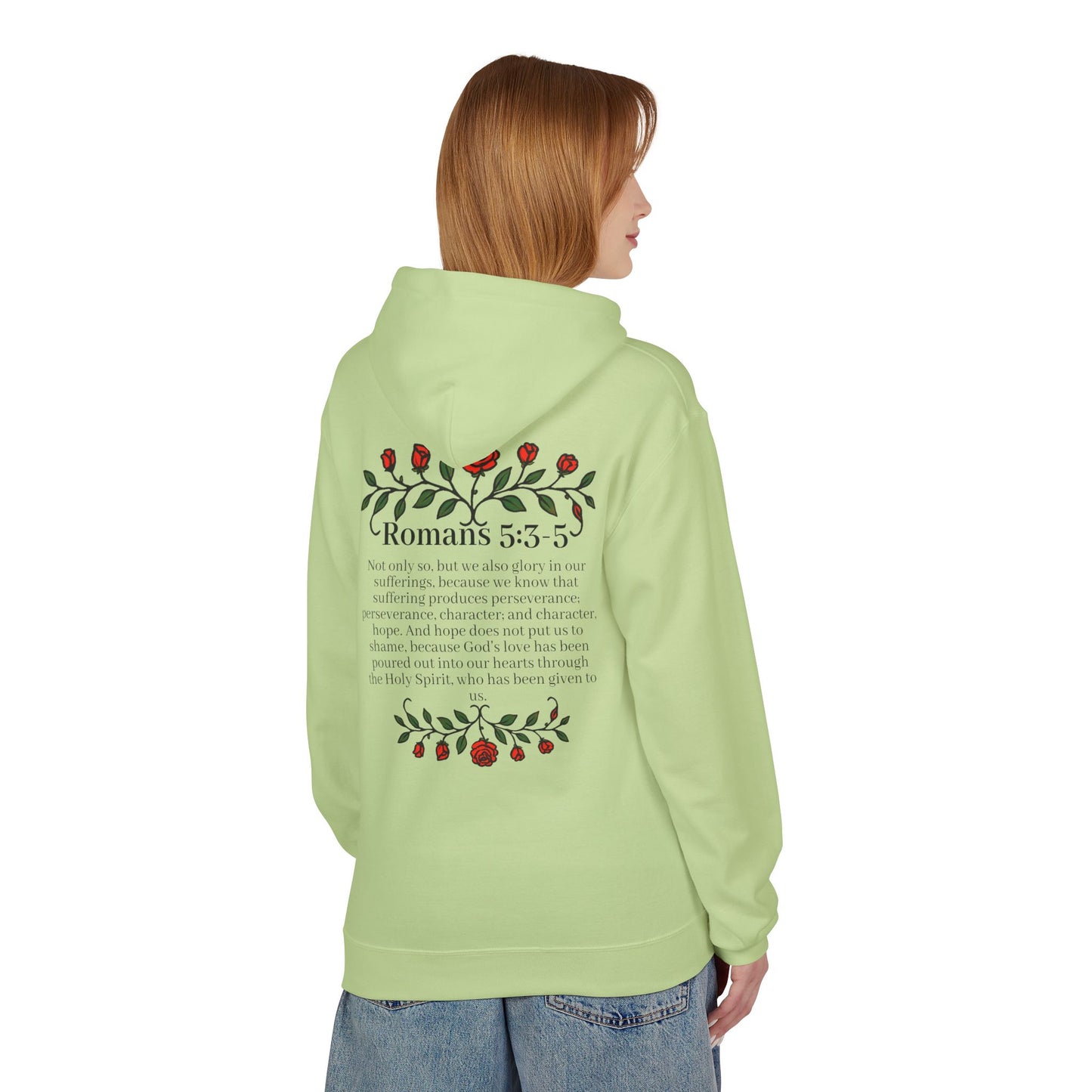 Romans 5:3-5 Rose Vine Growth Collection Cotton Hoodie