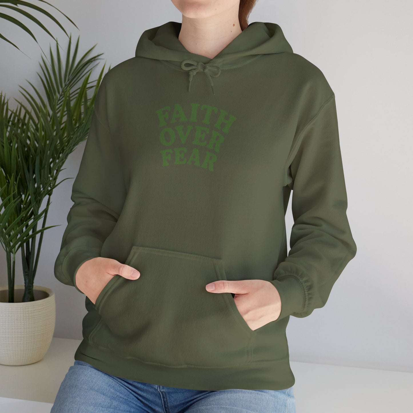 Faith Over Fear Psalm 34:4 Pastel Hoodie