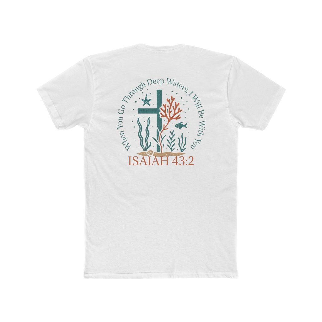 Isaiah 43:2 Ocean Themed Growth Cross Cotton Tee