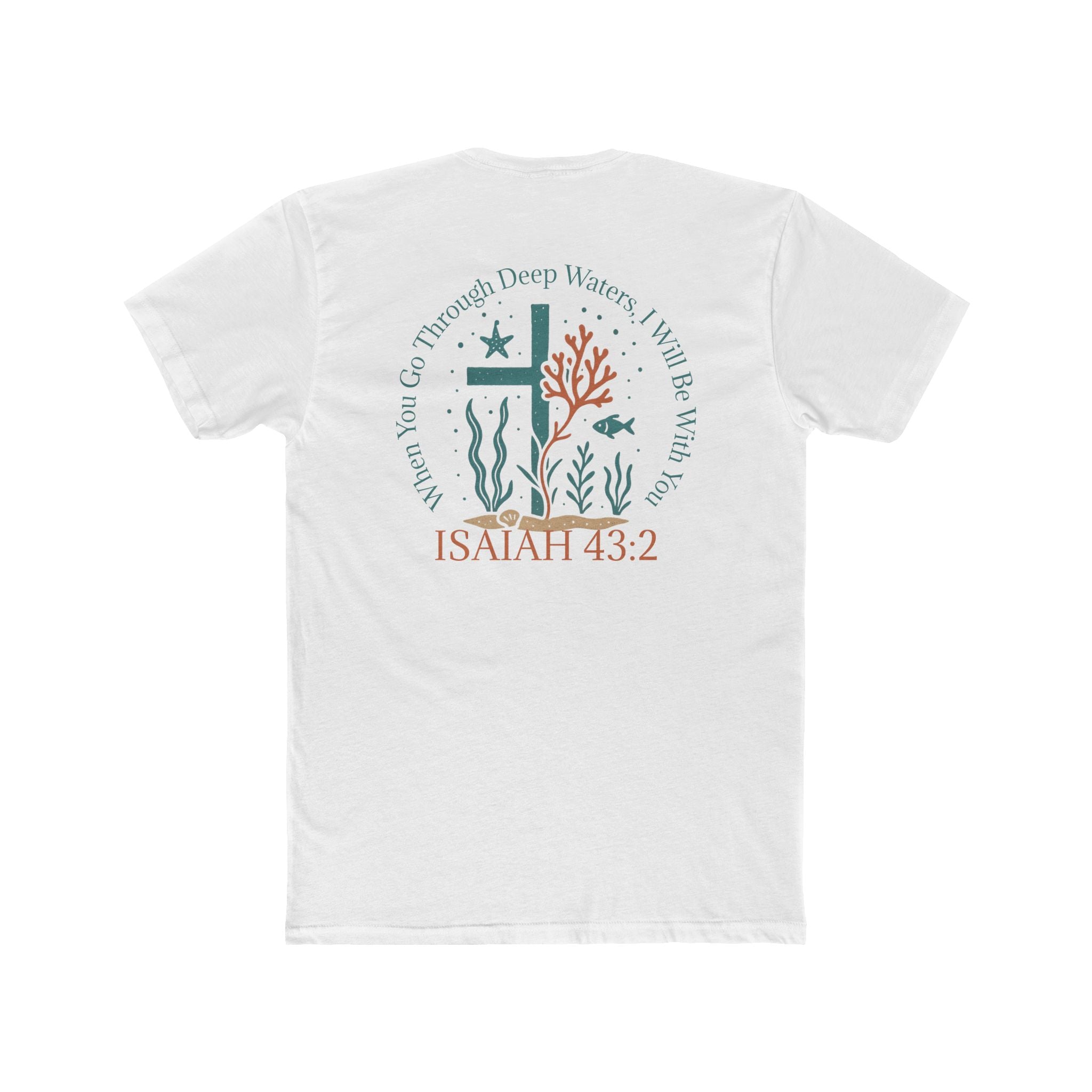 Isaiah 43:2 Ocean Themed Growth Cross Cotton Tee