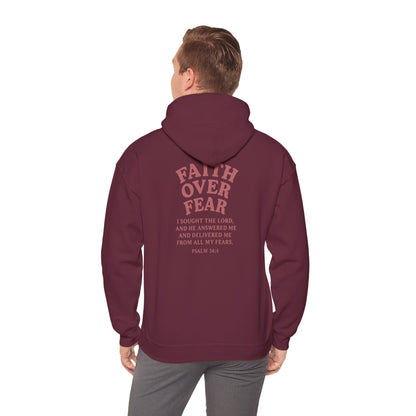 Faith Over Fear Psalm 34:4 Pastel Hoodie