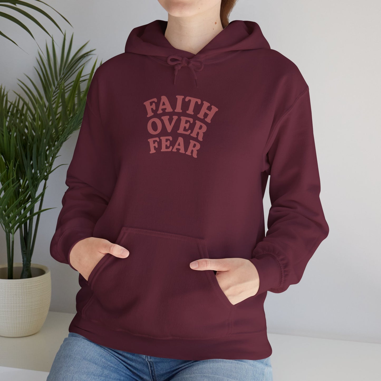 Faith Over Fear Psalm 34:4 Pastel Hoodie
