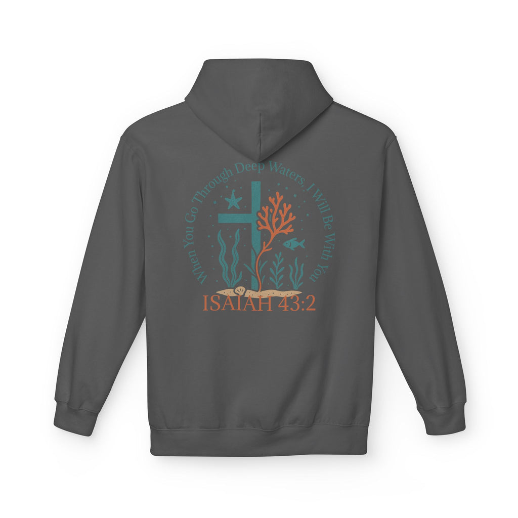 Isaiah 43:2 Ocean Themed Growth Cross Cotton Hoodie