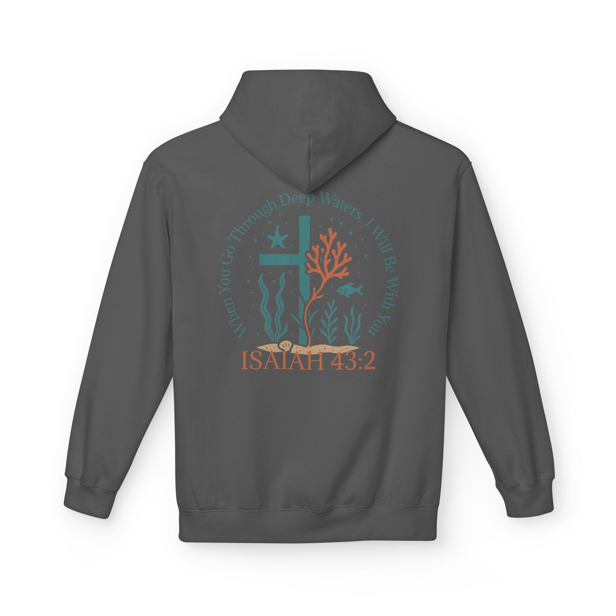 Isaiah 43:2 Ocean Themed Growth Cross Cotton Hoodie