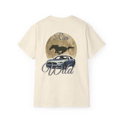 Unisex Cotton Mustang "Run Wild" Moon Car Tee