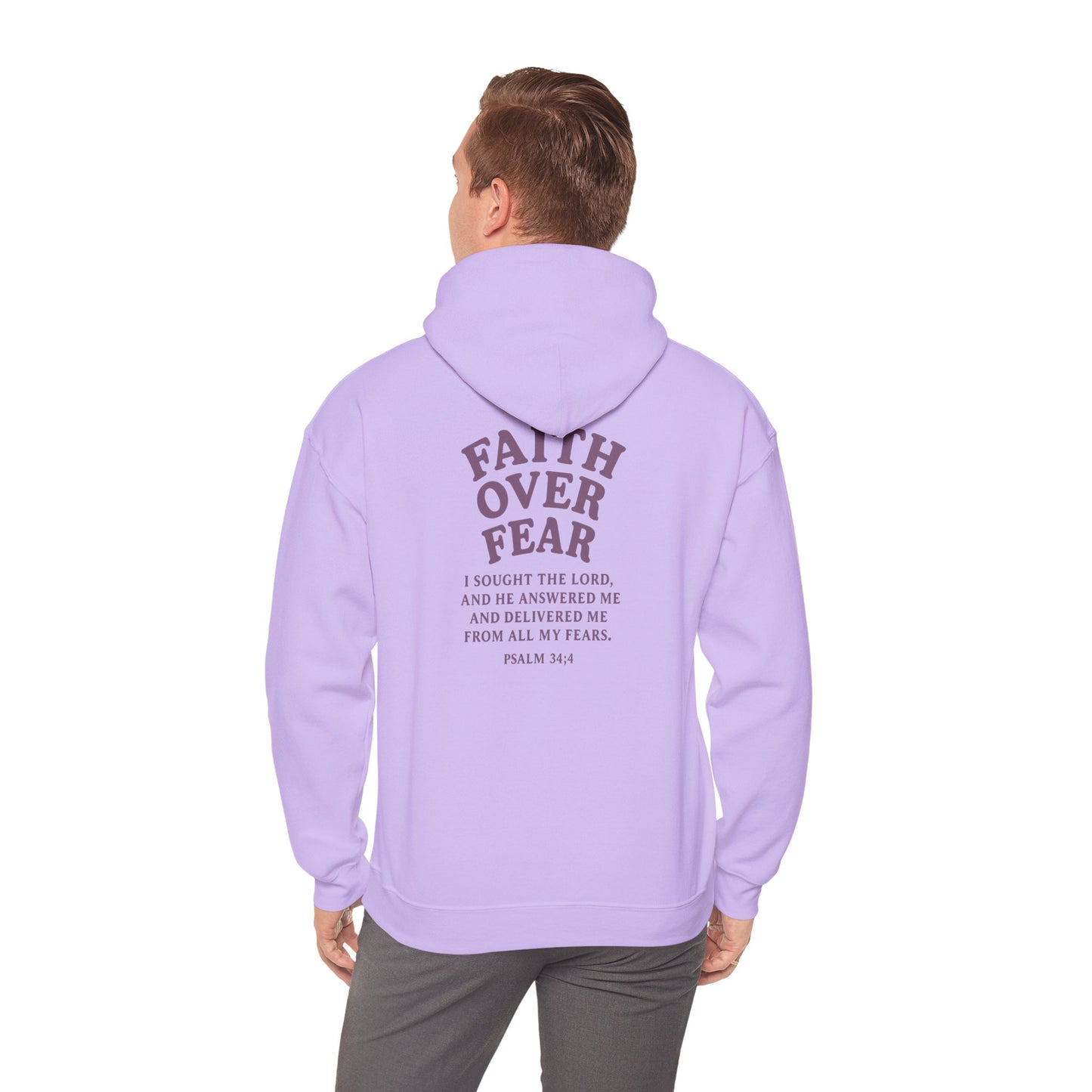 Faith Over Fear Psalm 34:4 Pastel Hoodie
