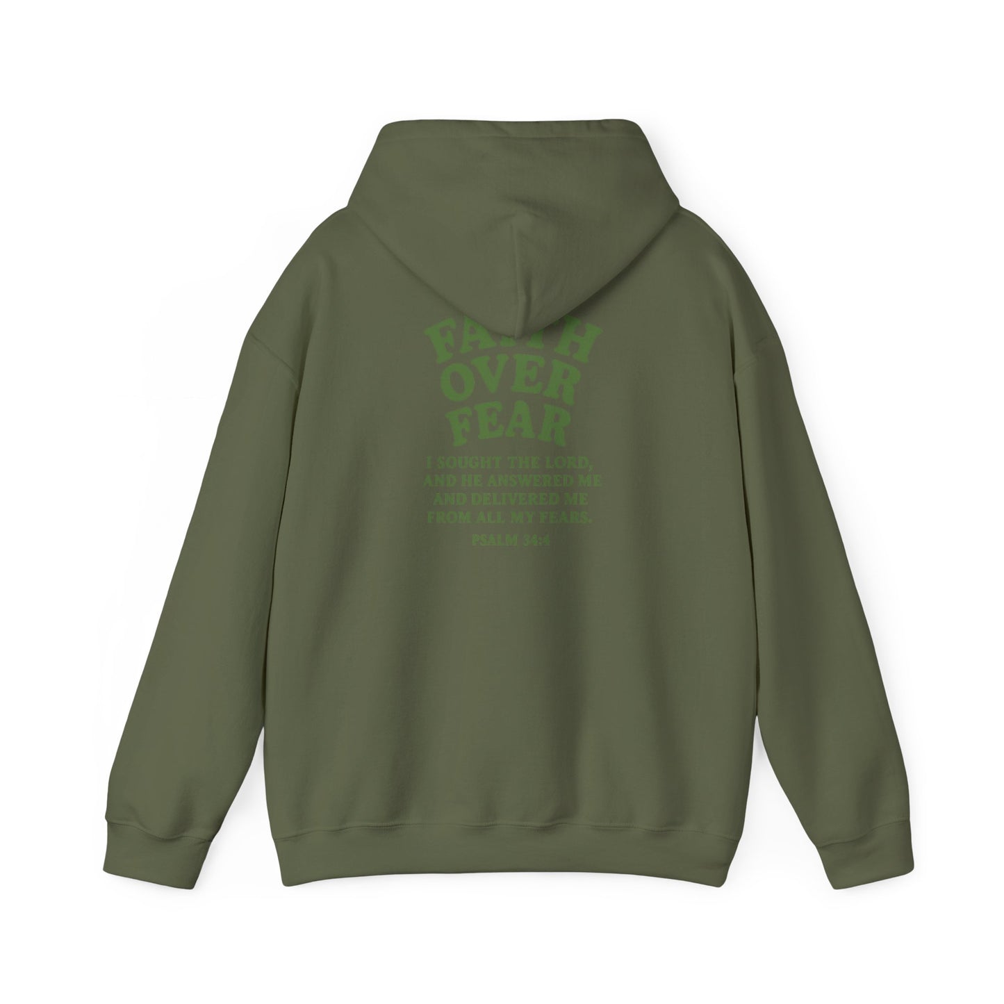 Faith Over Fear Psalm 34:4 Pastel Hoodie