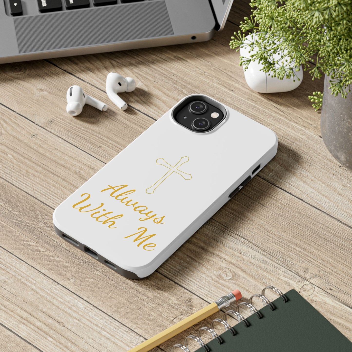 White Always With Me Cross Phone Case