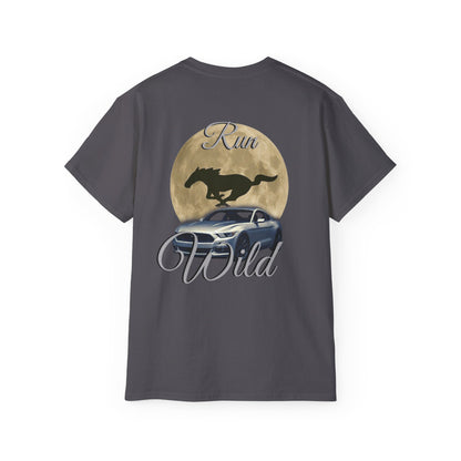 Unisex Cotton Mustang "Run Wild" Moon Car Tee
